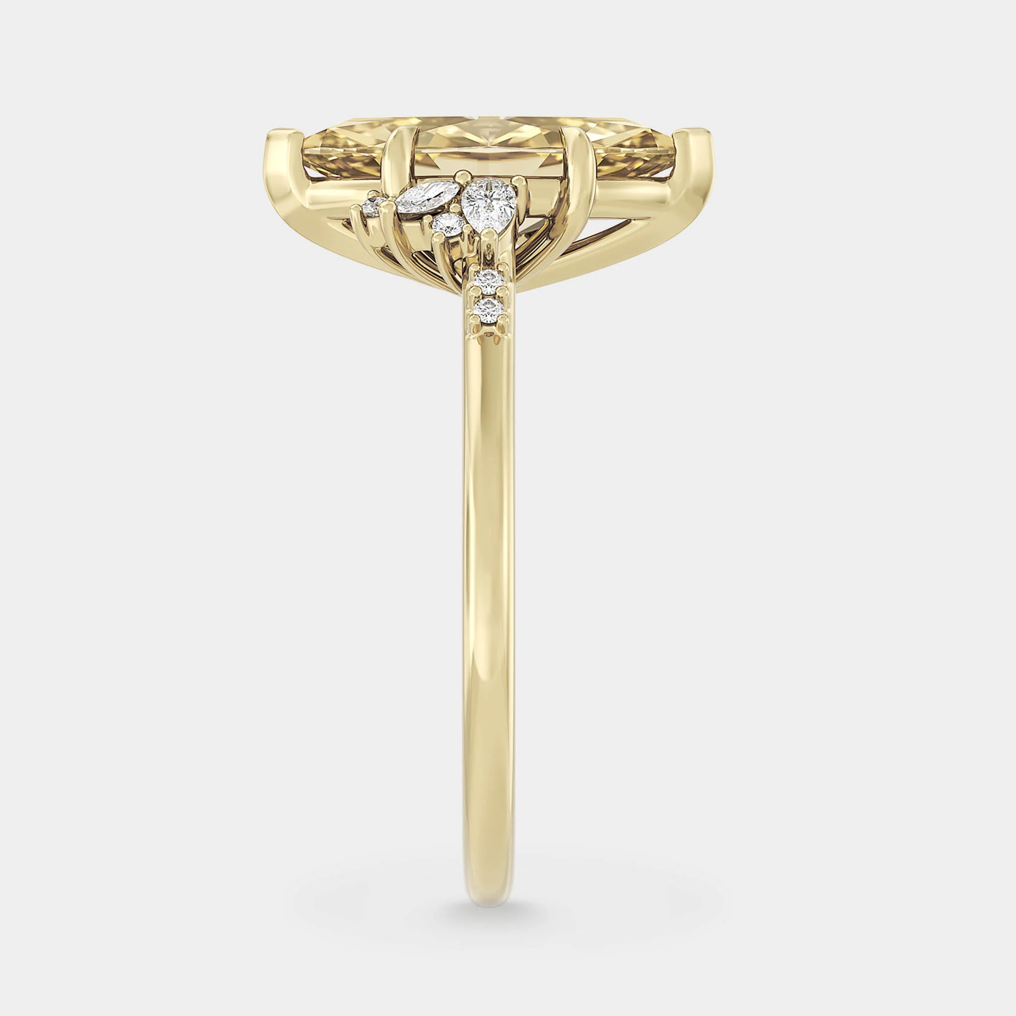 Asymmetrical Cluster of Lab Grown Marquise Yellow Diamond - Image 3