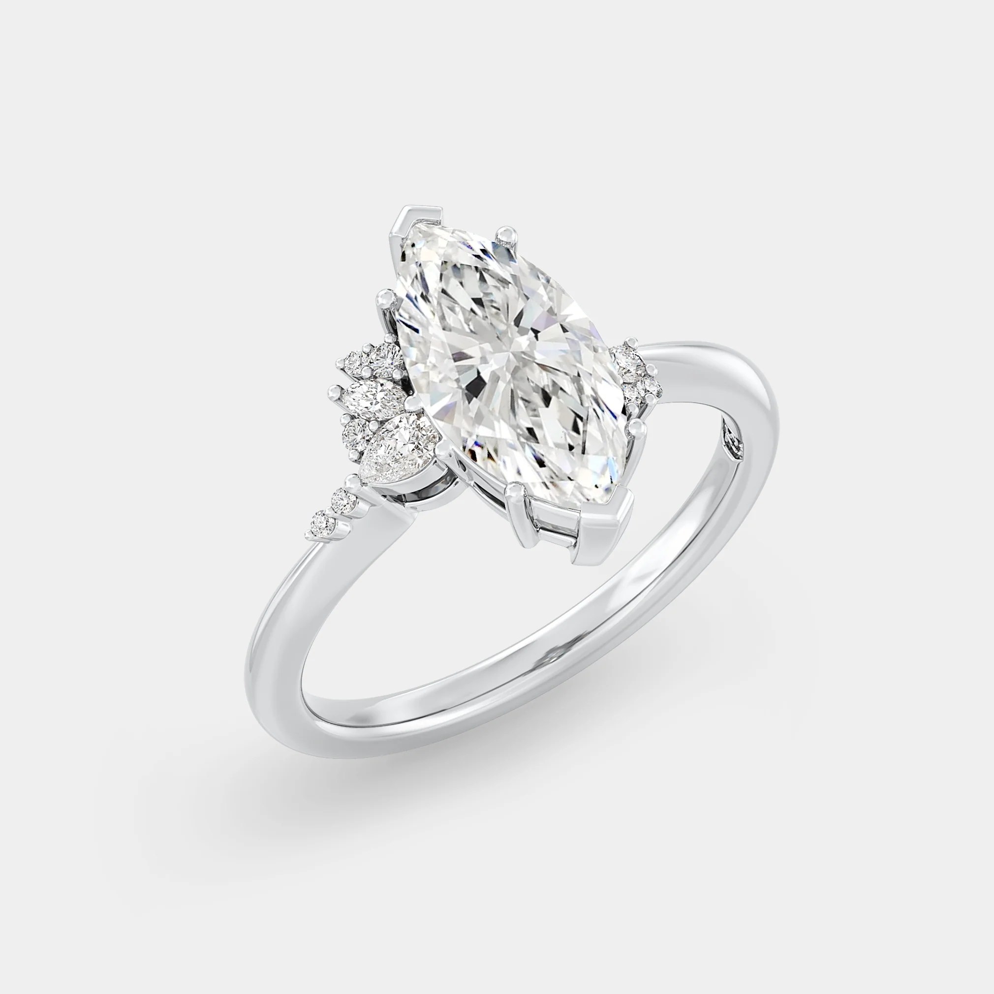 Asymmetrical Cluster of Lab Grown Marquise Diamond - Image 2