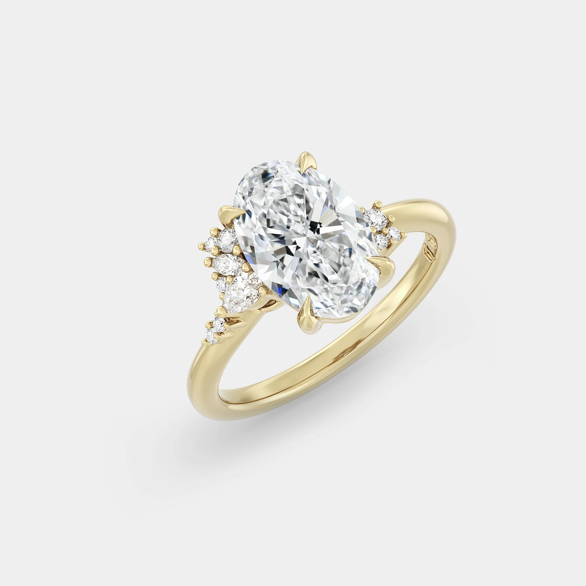 Asymmetrical Cluster of Oval Sapphire & Diamond - Image 4