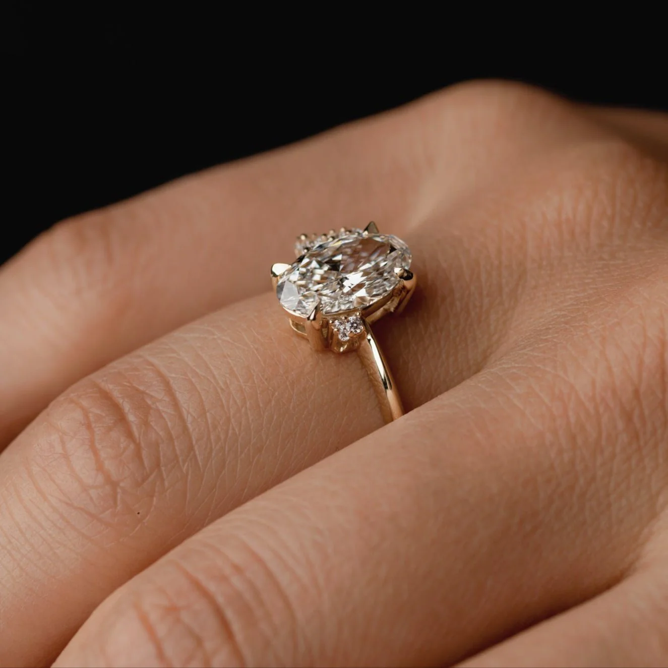 Asymmetrical Cluster of Oval Lab Grown White Diamond - Image 4