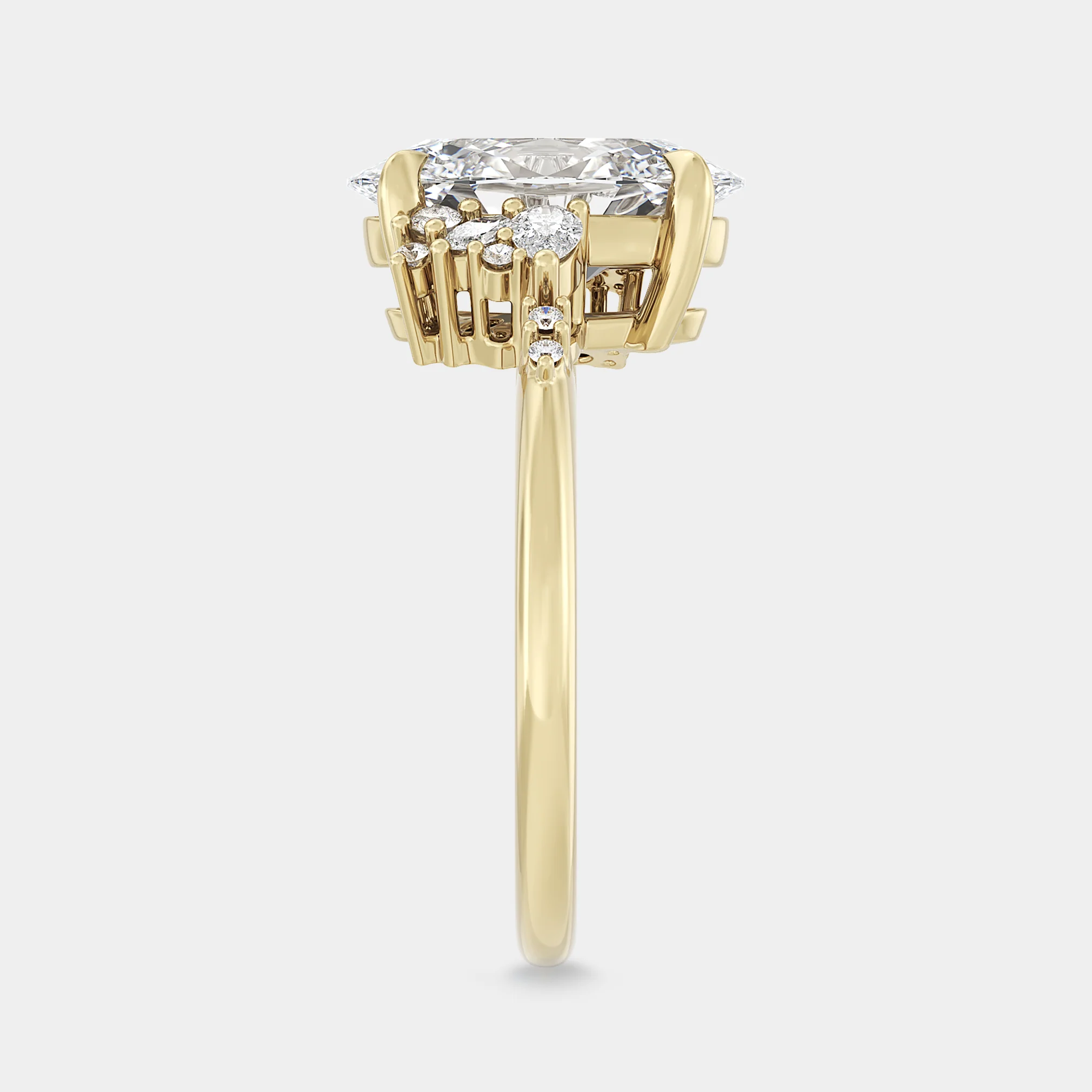 Asymmetrical Cluster of Oval Sapphire & Diamond - Image 5