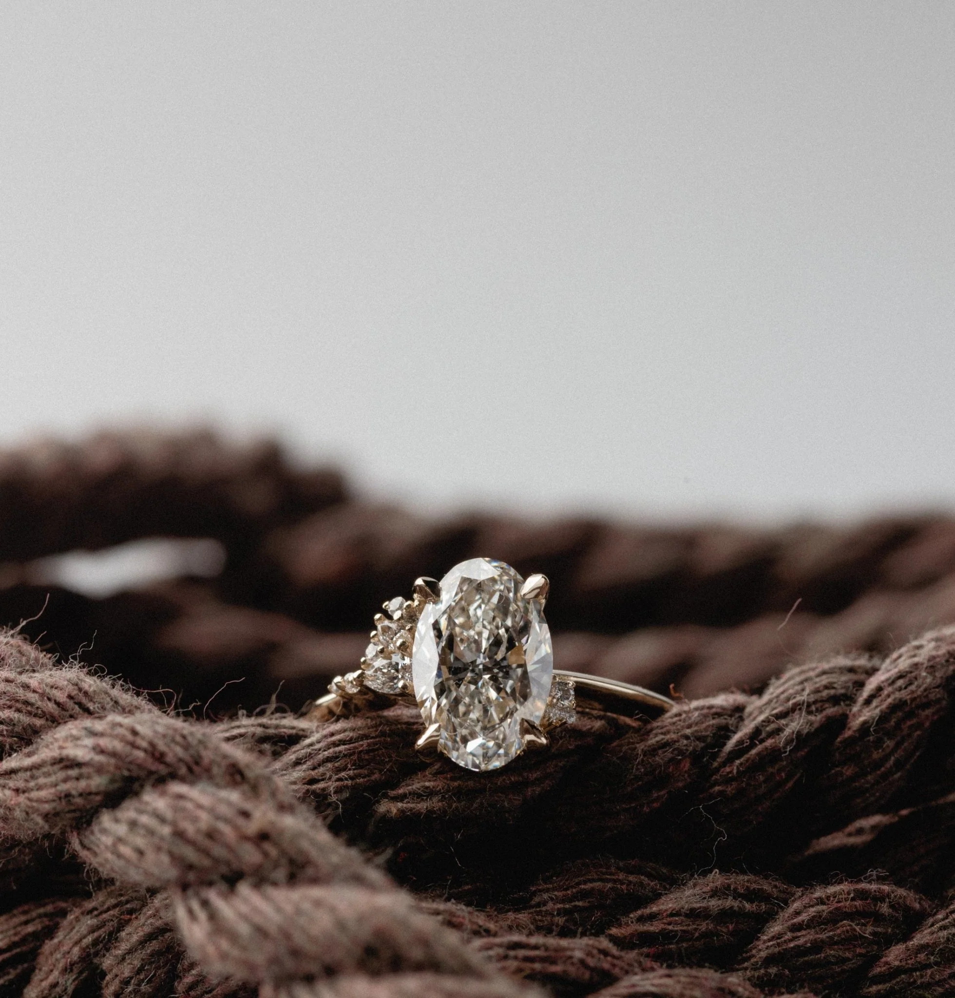 Asymmetrical Cluster of Oval Lab Grown White Diamond - Image 6