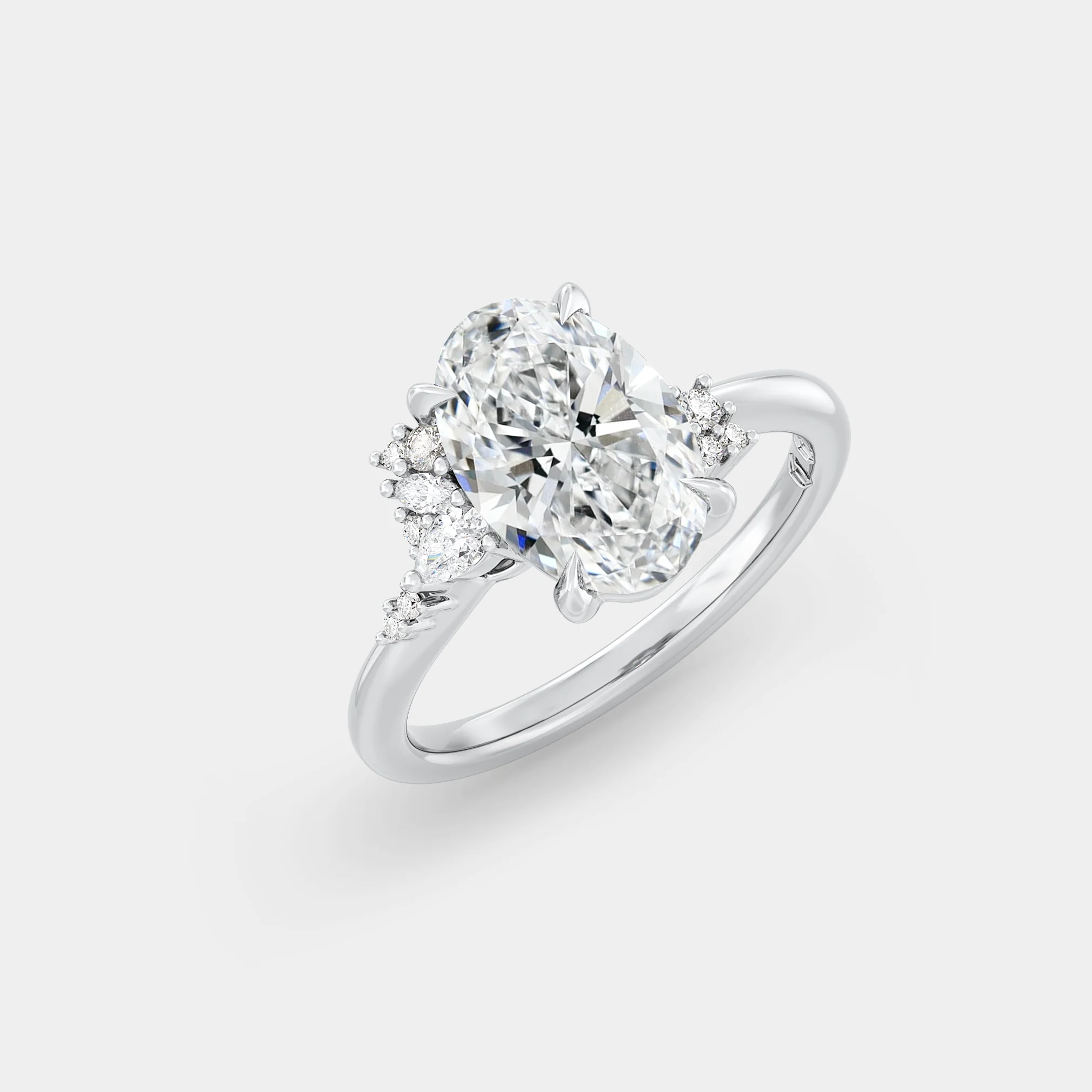 Asymmetrical Cluster of Oval Sapphire & Diamond - Image 2