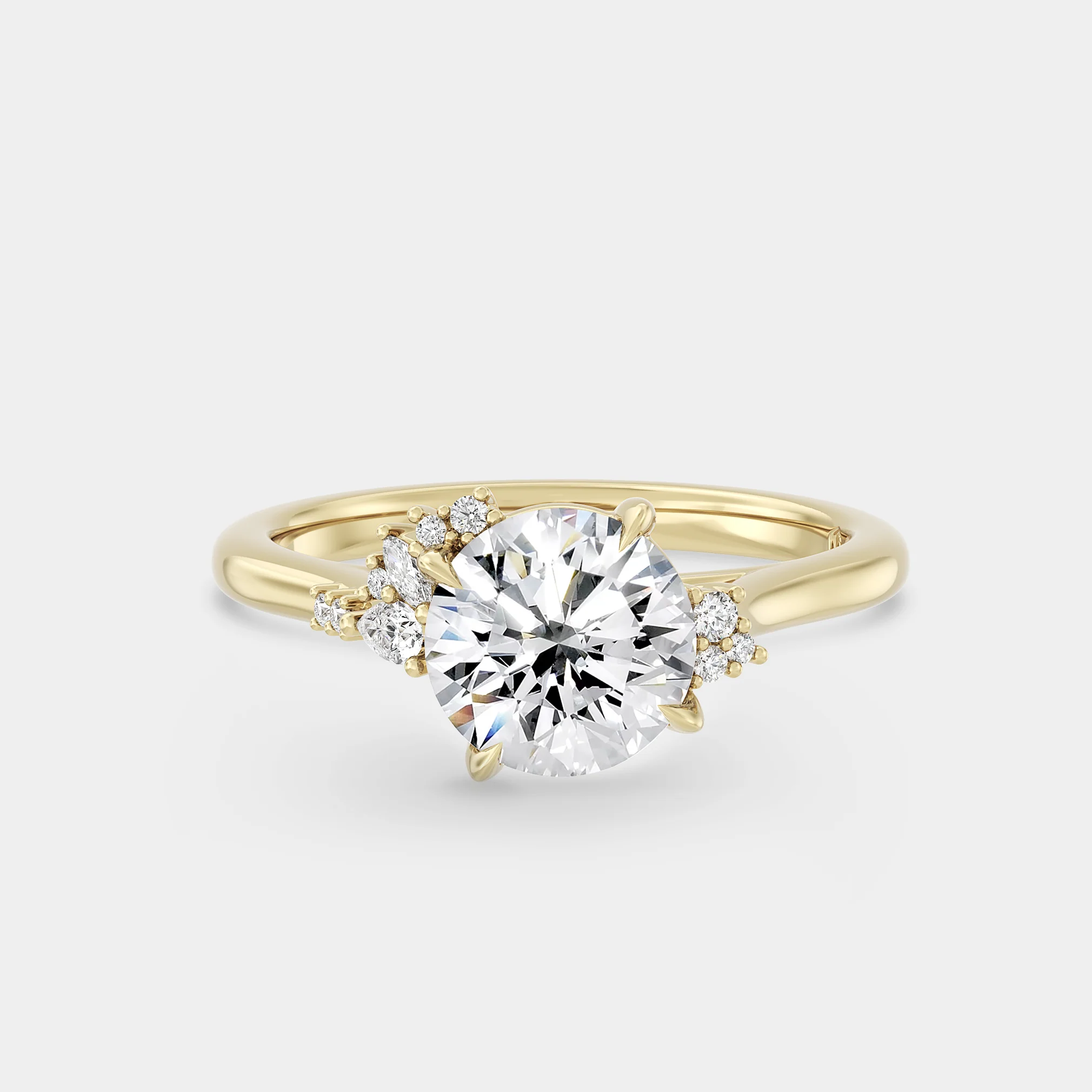 Asymmetrical Cluster of Lab Grown Round Diamond (cathedral)