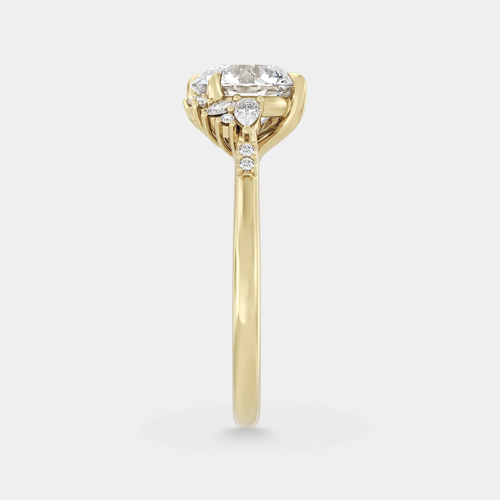 Asymmetrical Cluster of Lab Grown Round Diamond (cathedral) - Image 6