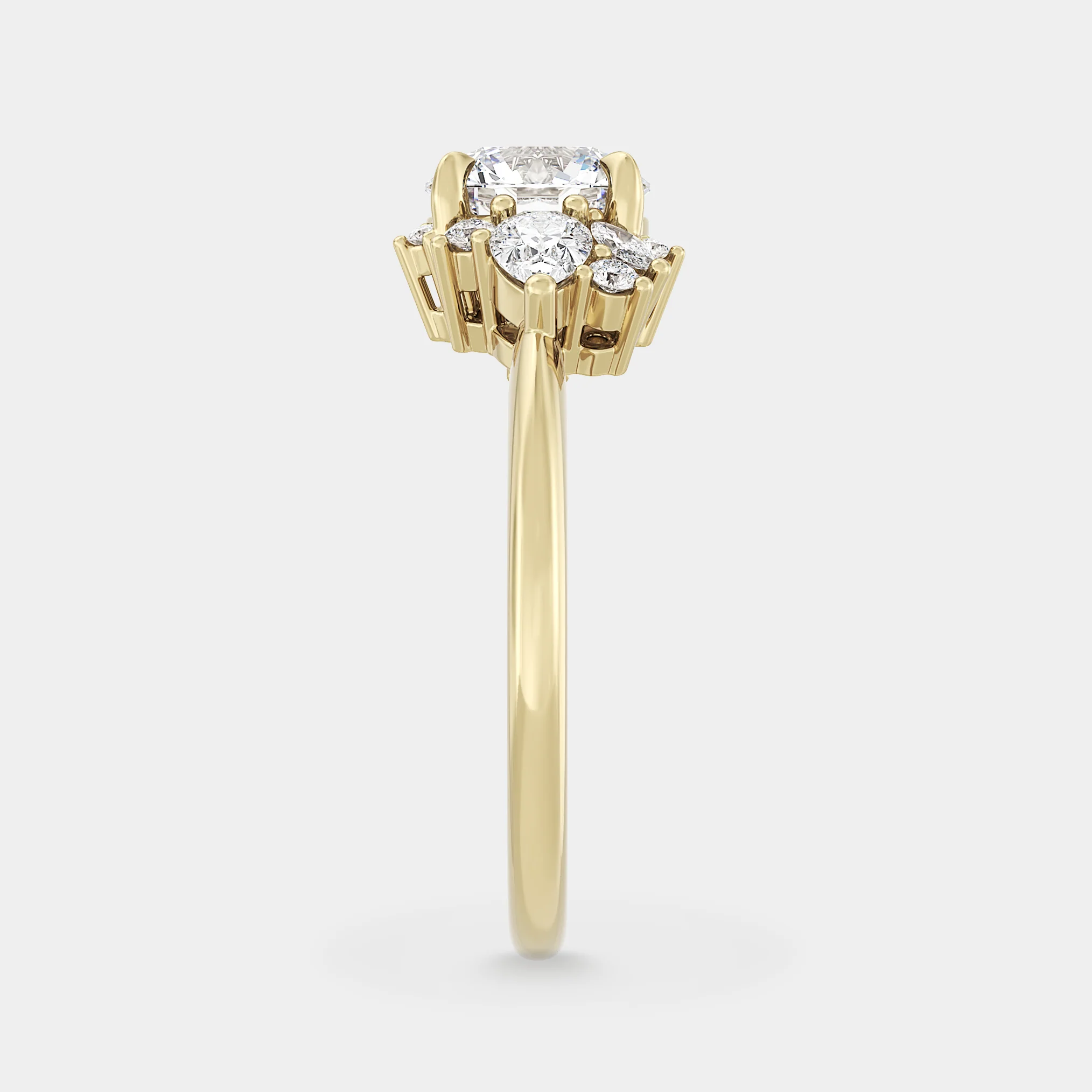 Asymmetrical Cluster of Lab Grown Round Diamond (low set) - Image 2