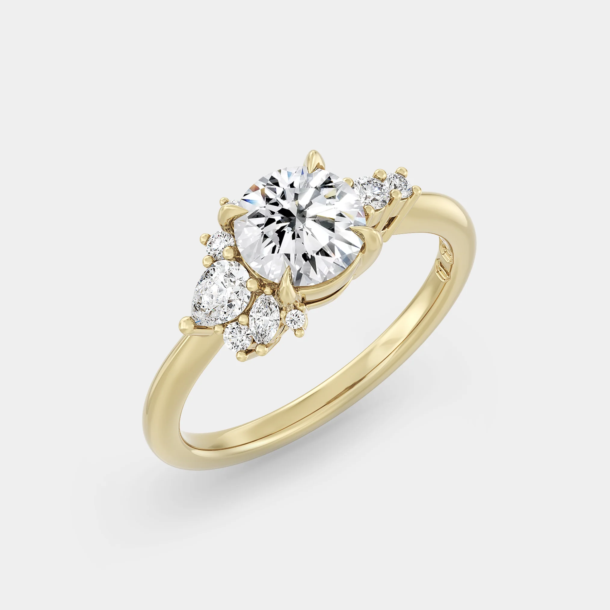Asymmetrical Cluster of Lab Grown Round Diamond (low set) - Image 3