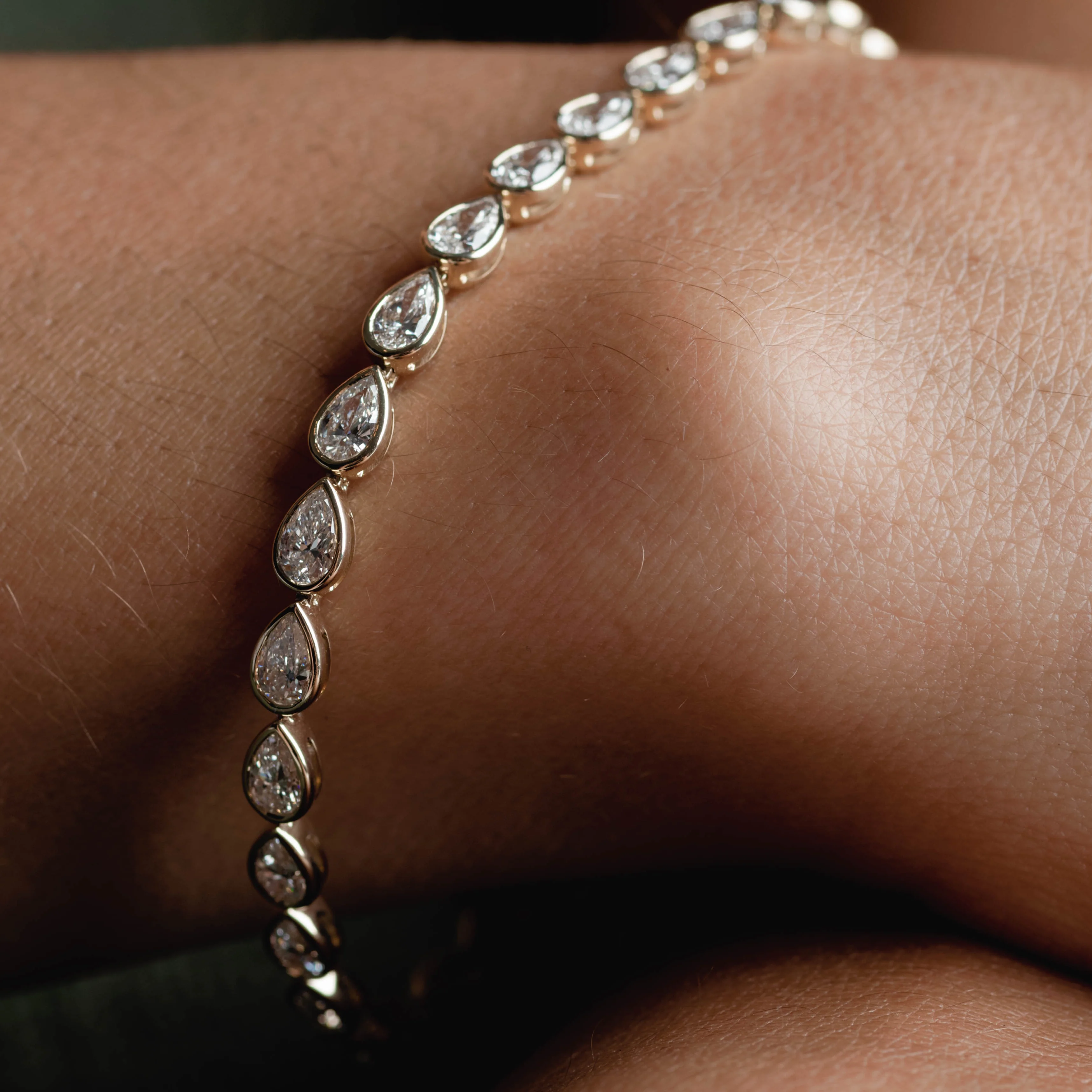 Bezel Pear Tennis Bracelet - Image 2