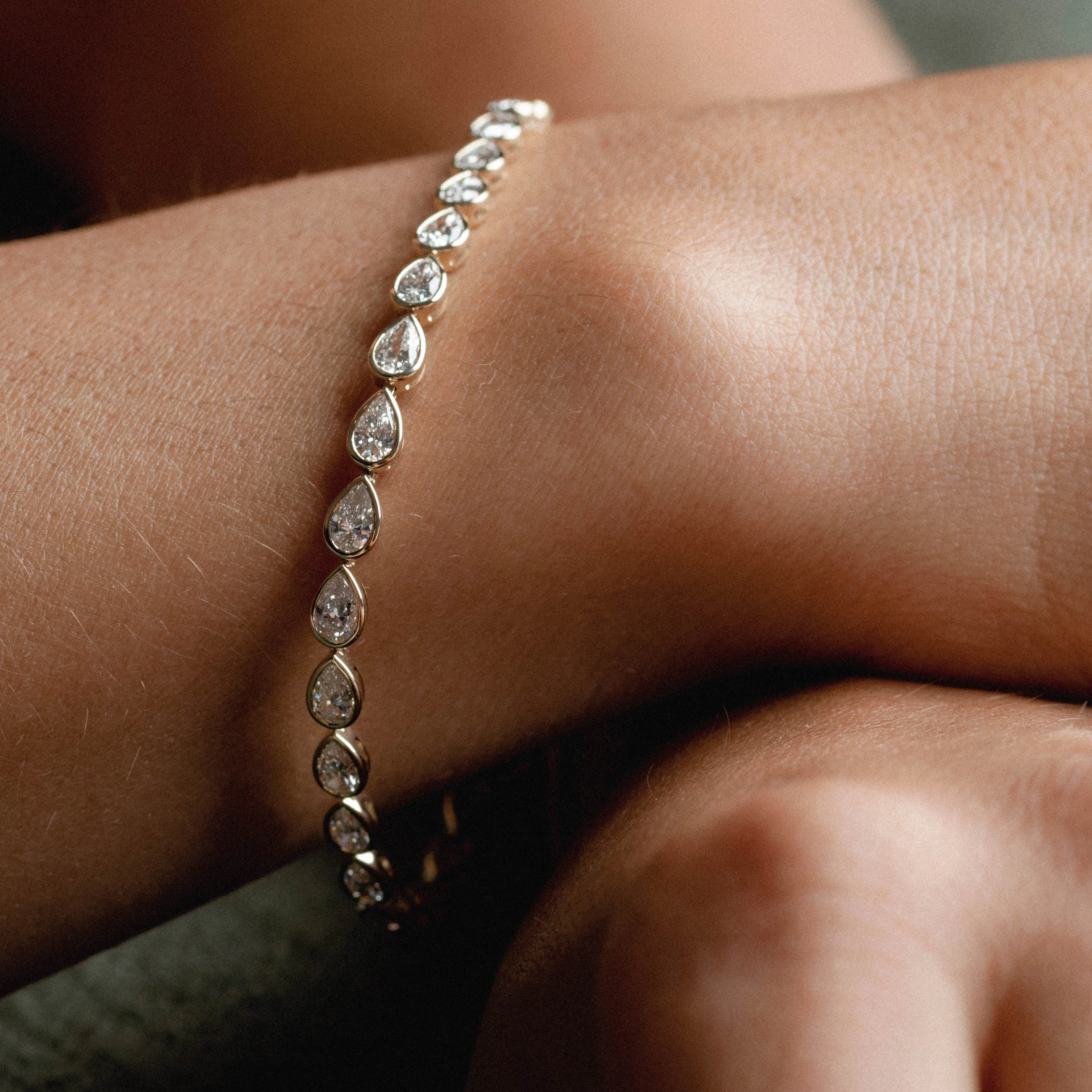 Bezel Pear Tennis Bracelet - Image 4