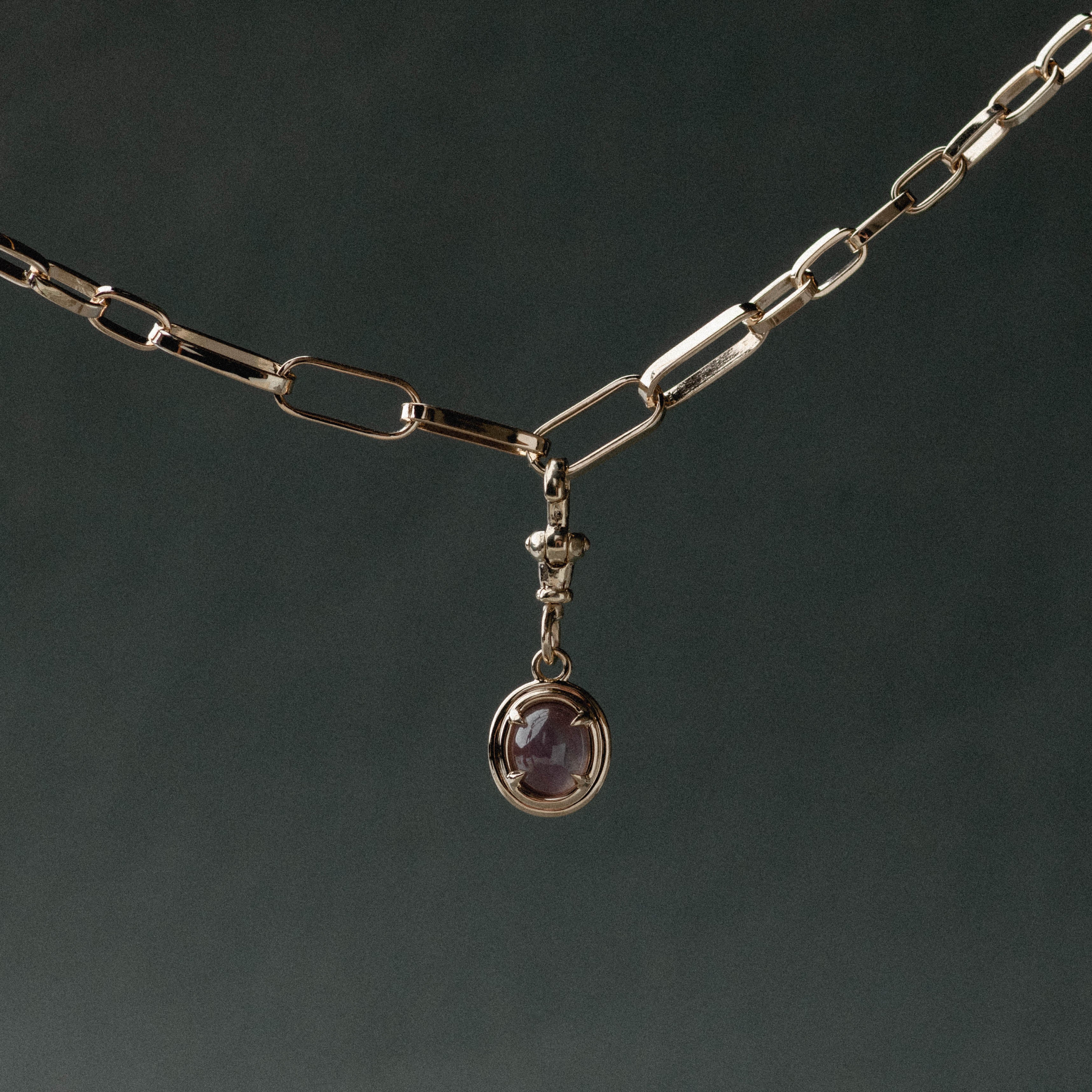 Cabochon Australian Purple Sapphire Pendant w/ Albert Swivel - Image 2