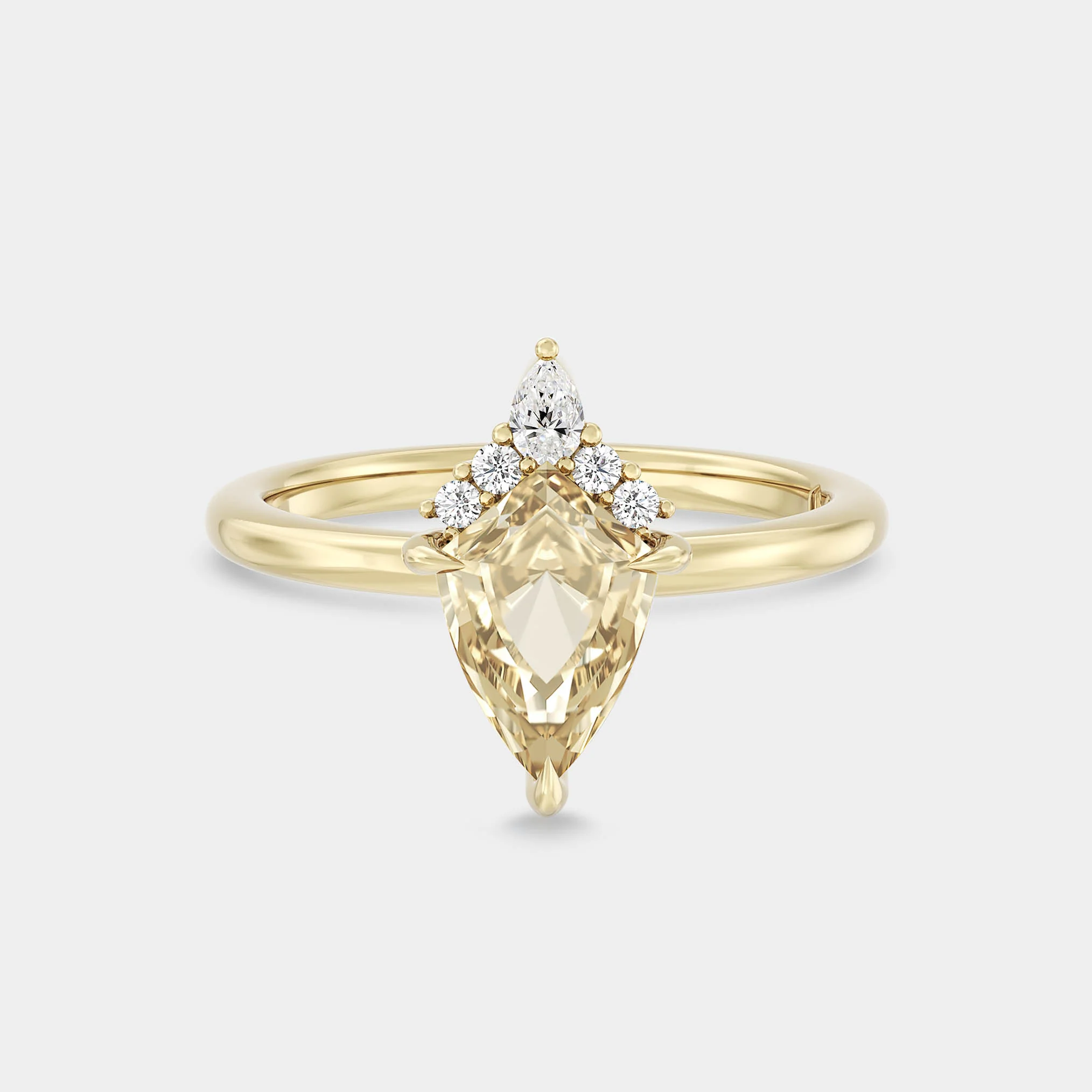 Cluster Crown of Shield Cut Lab Grown Yellow Diamond