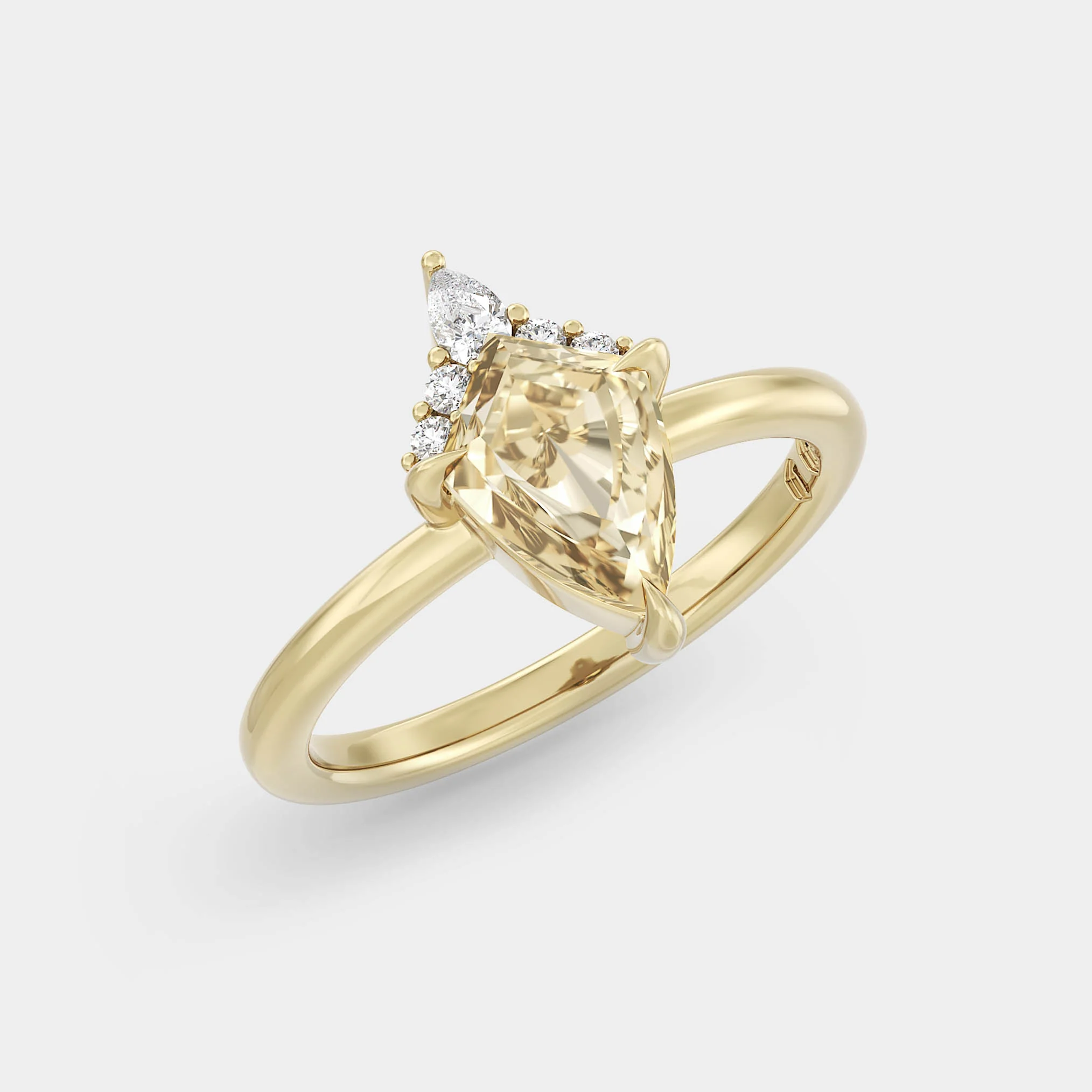 Cluster Crown of Shield Cut Lab Grown Yellow Diamond - Image 3