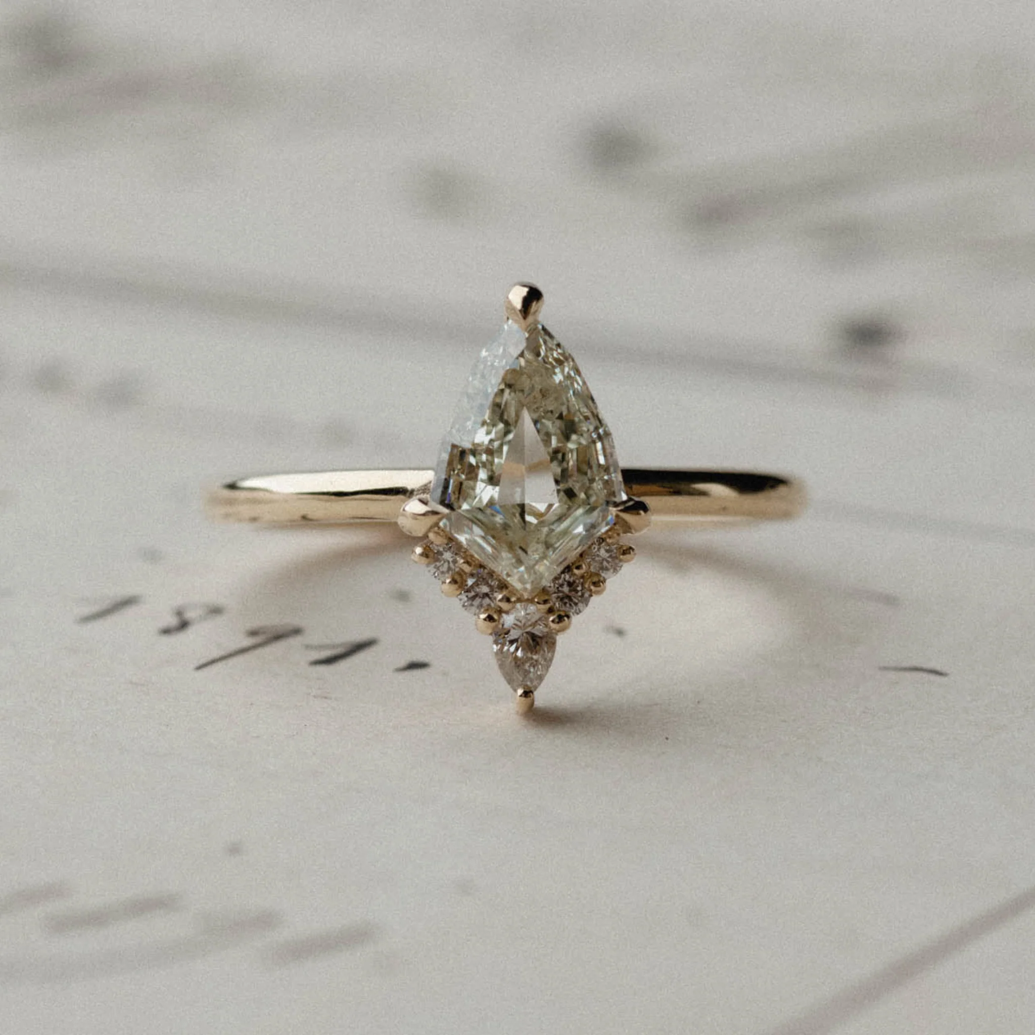 Cluster Crown of Shield Cut Lab Grown Yellow Diamond - Image 4