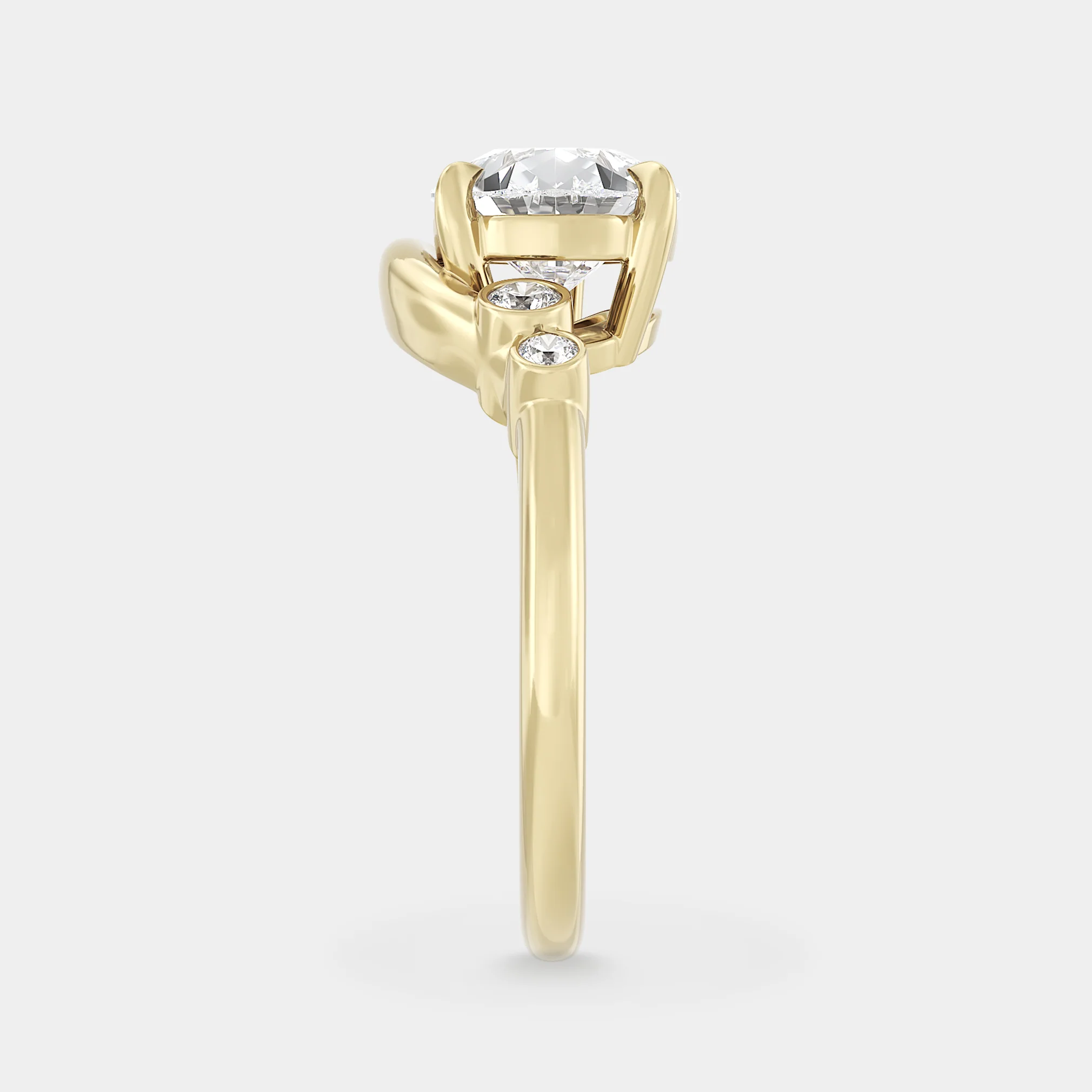 East West Pear w/ Micro Cluster Bezel Set Curved Shank - Image 3