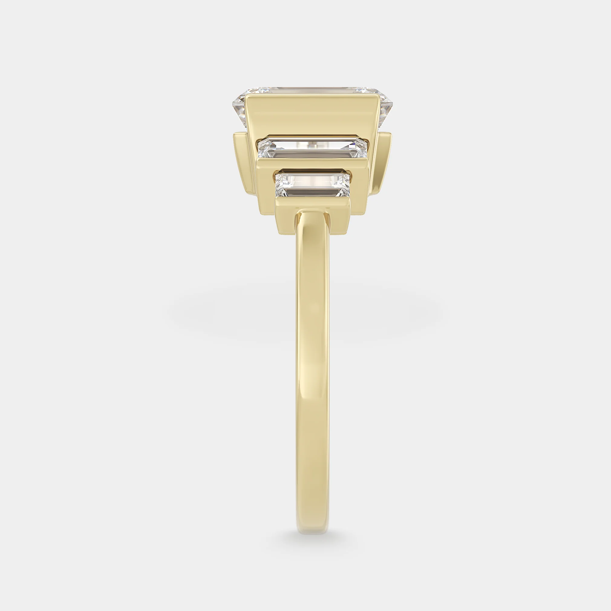 Five Stone of Emerald/Radiant Cut & Baguette, Bar Set - Image 3