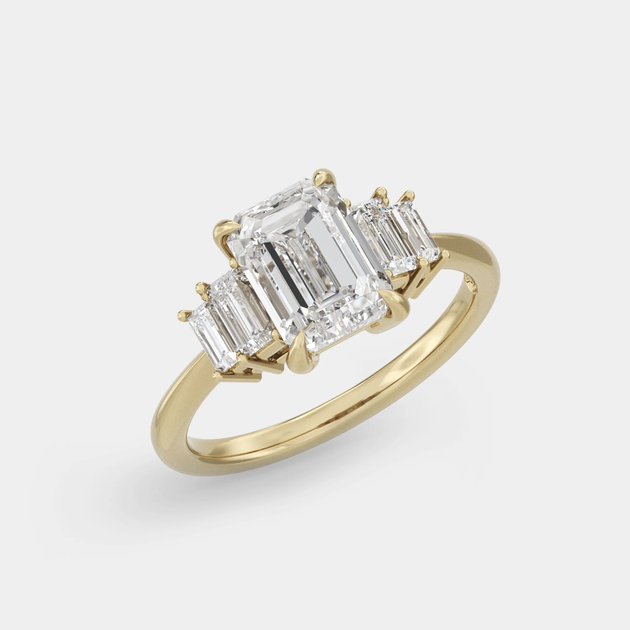 Five Stone of Lab Grown Emerald & Baguette Diamond - Image 2
