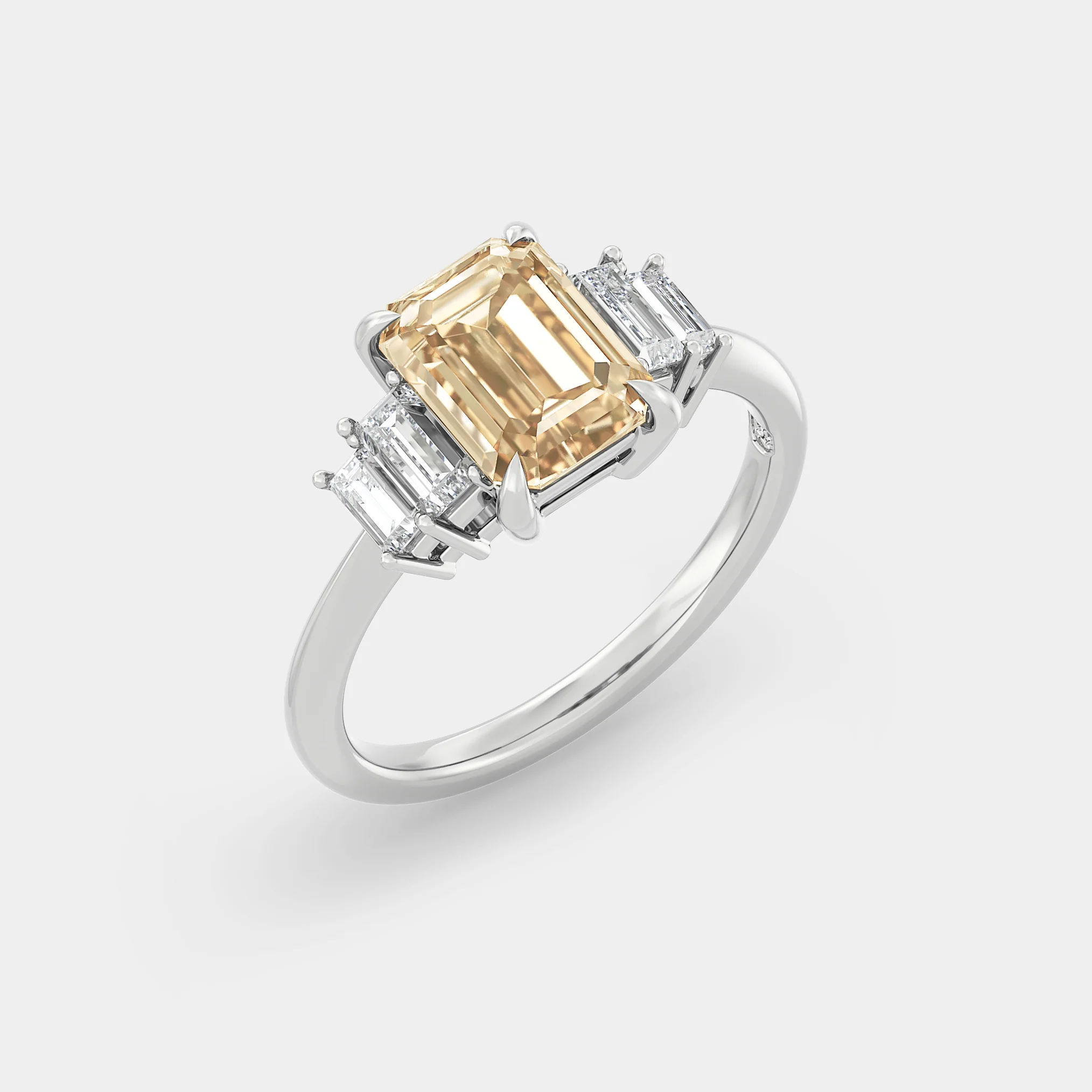 Five Stone of Lab Grown Yellow Emerald Diamond - Image 2
