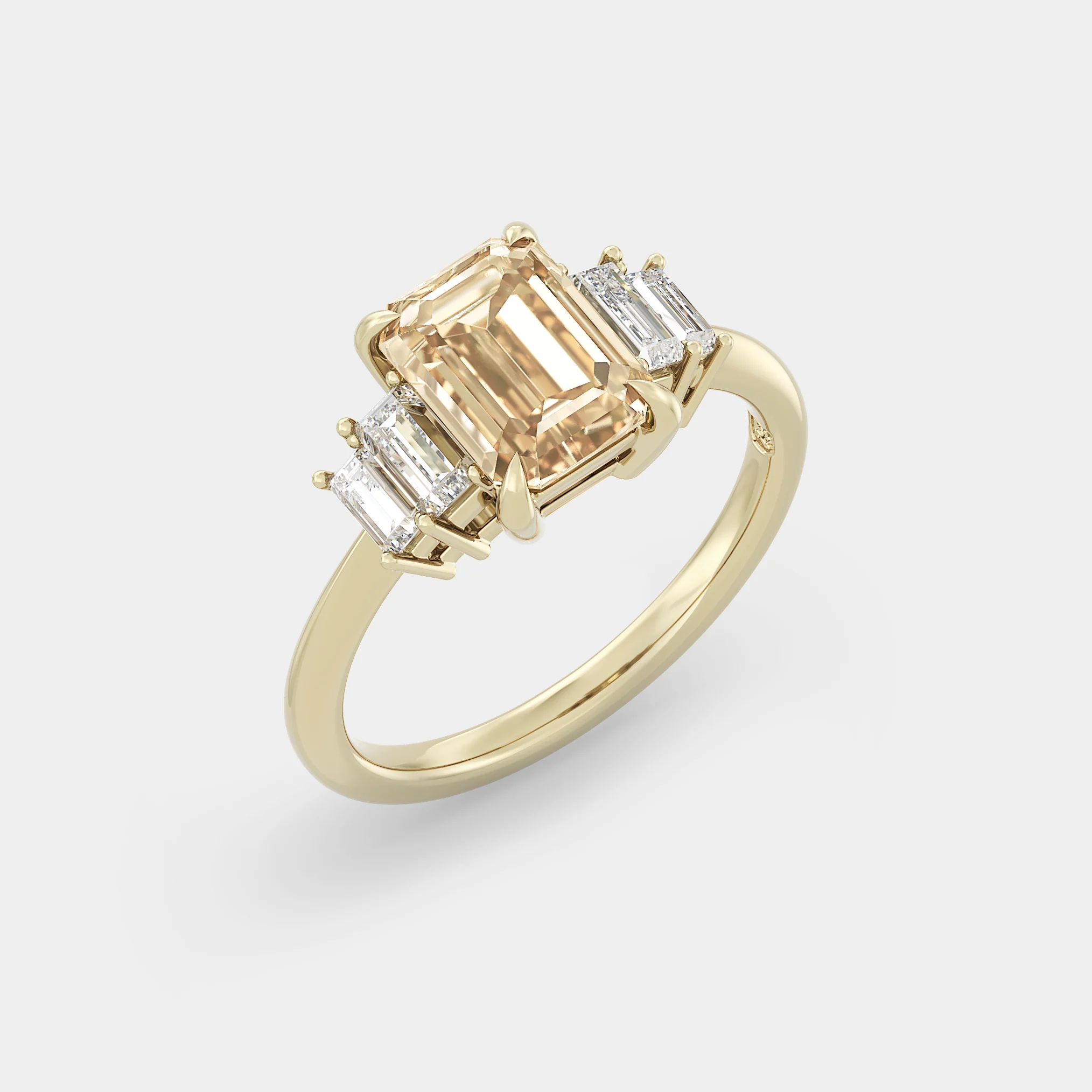 Five Stone of Lab Grown Yellow Emerald Diamond - Image 4