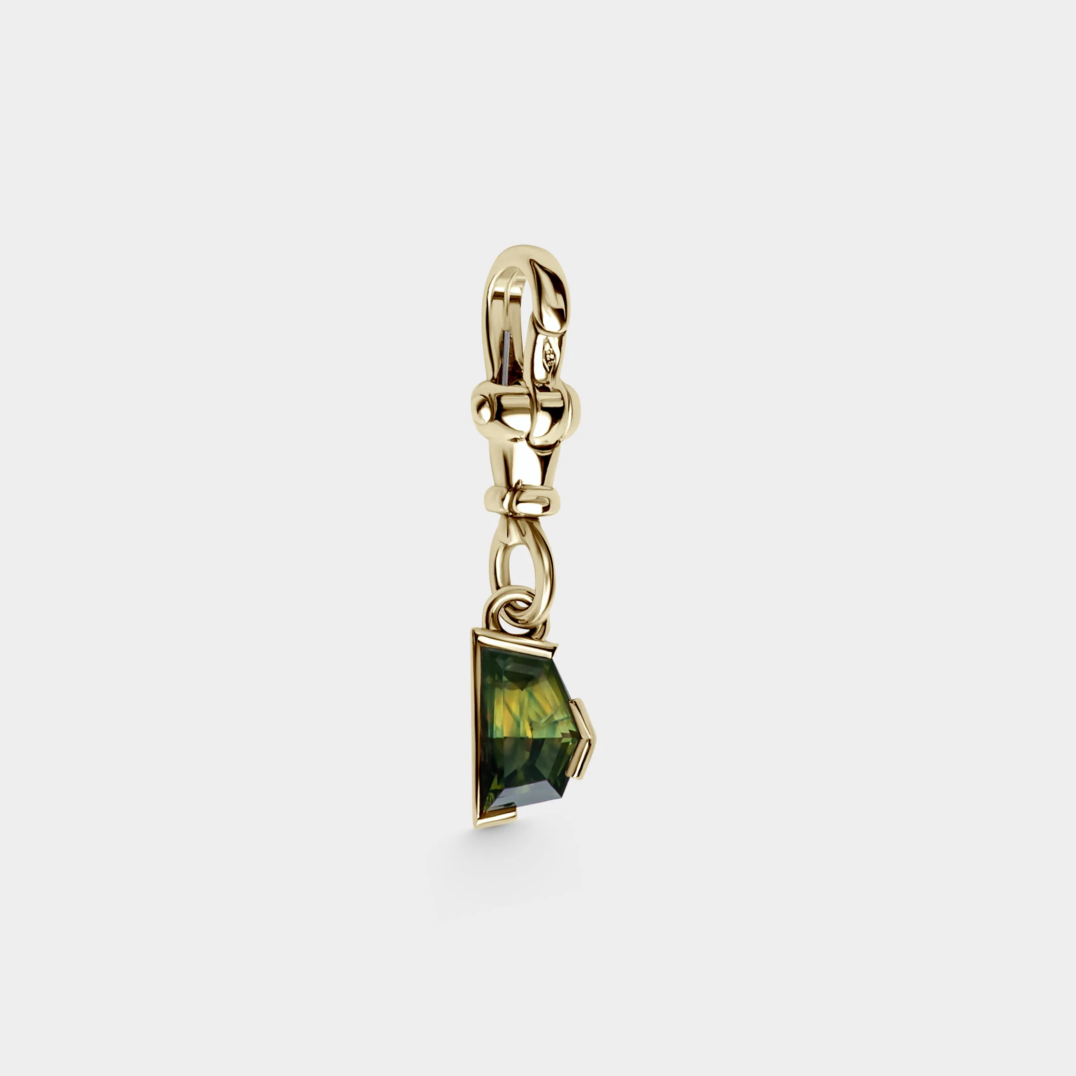 Freeform Sapphire, Quarter Bezel Pendant w/ Albert Swivel