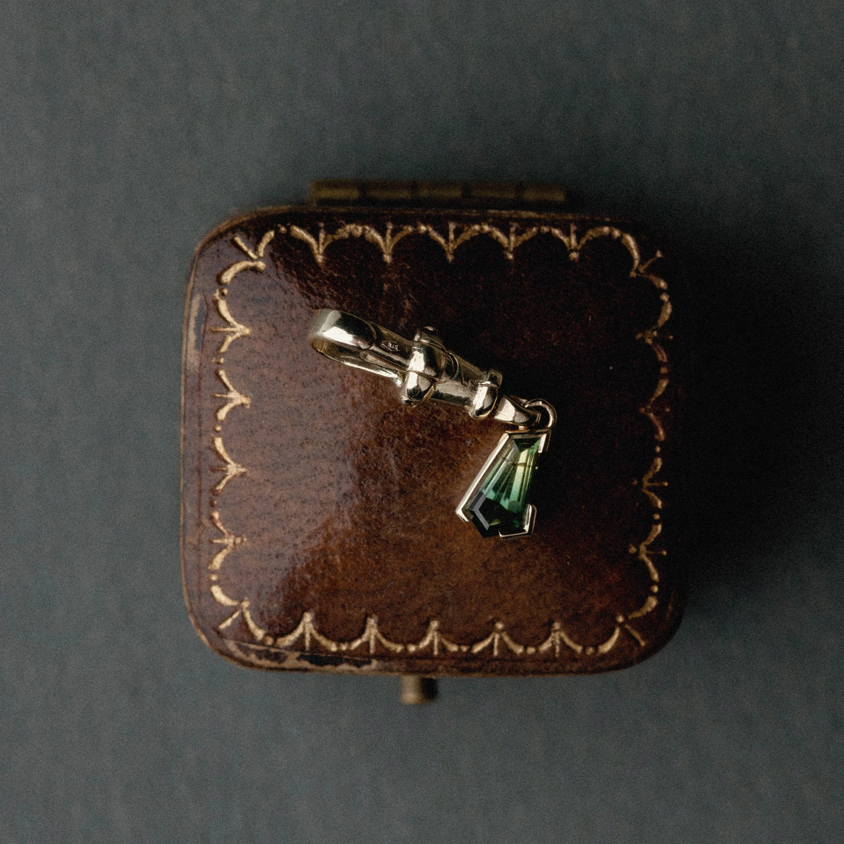 Freeform Sapphire, Quarter Bezel Pendant w/ Albert Swivel - Image 6