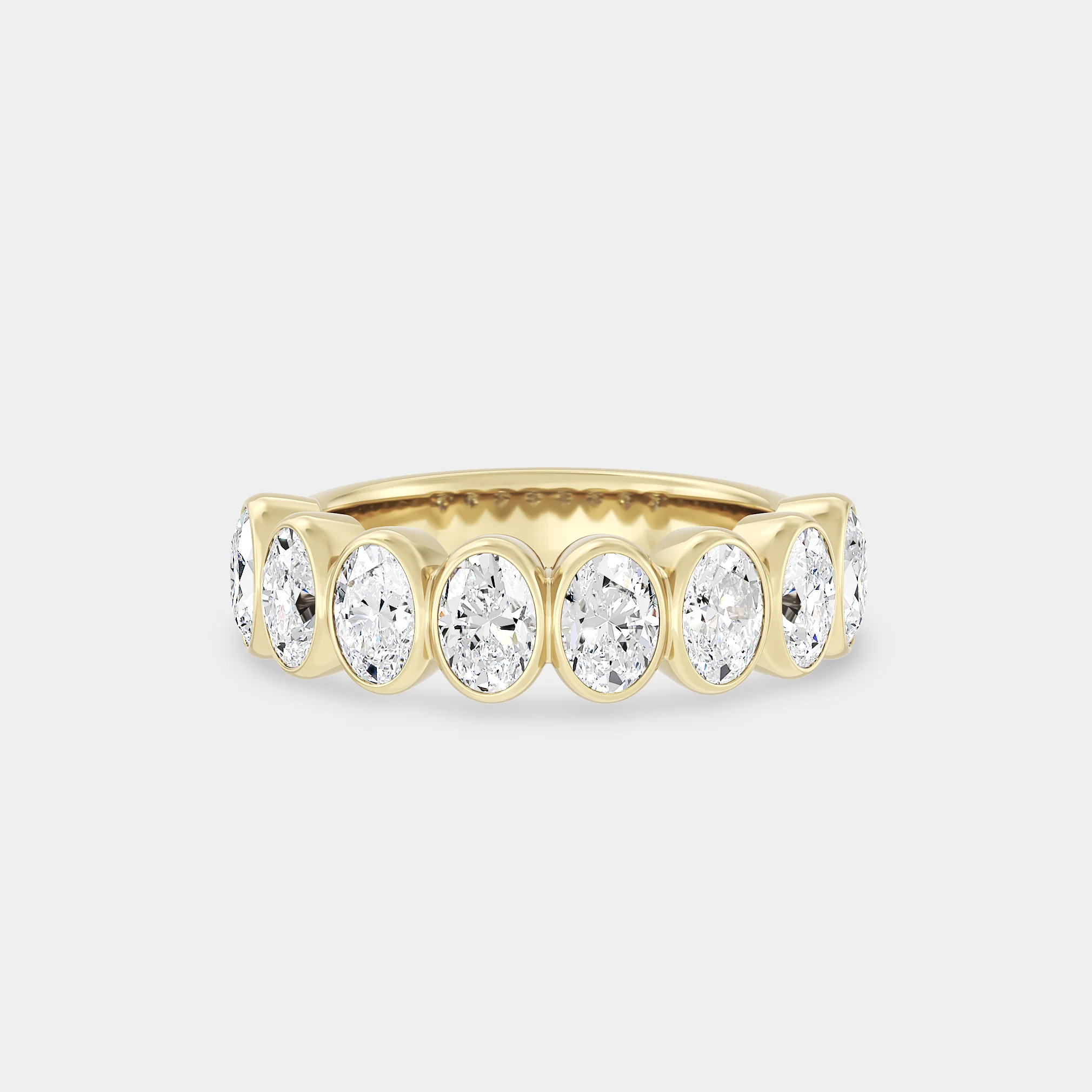 Half Eternity Band of Oval Diamond Bezel Set