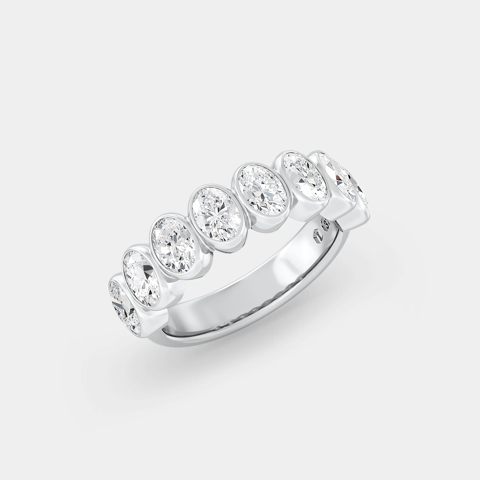 Half Eternity Band of Oval Diamond Bezel Set - Image 2