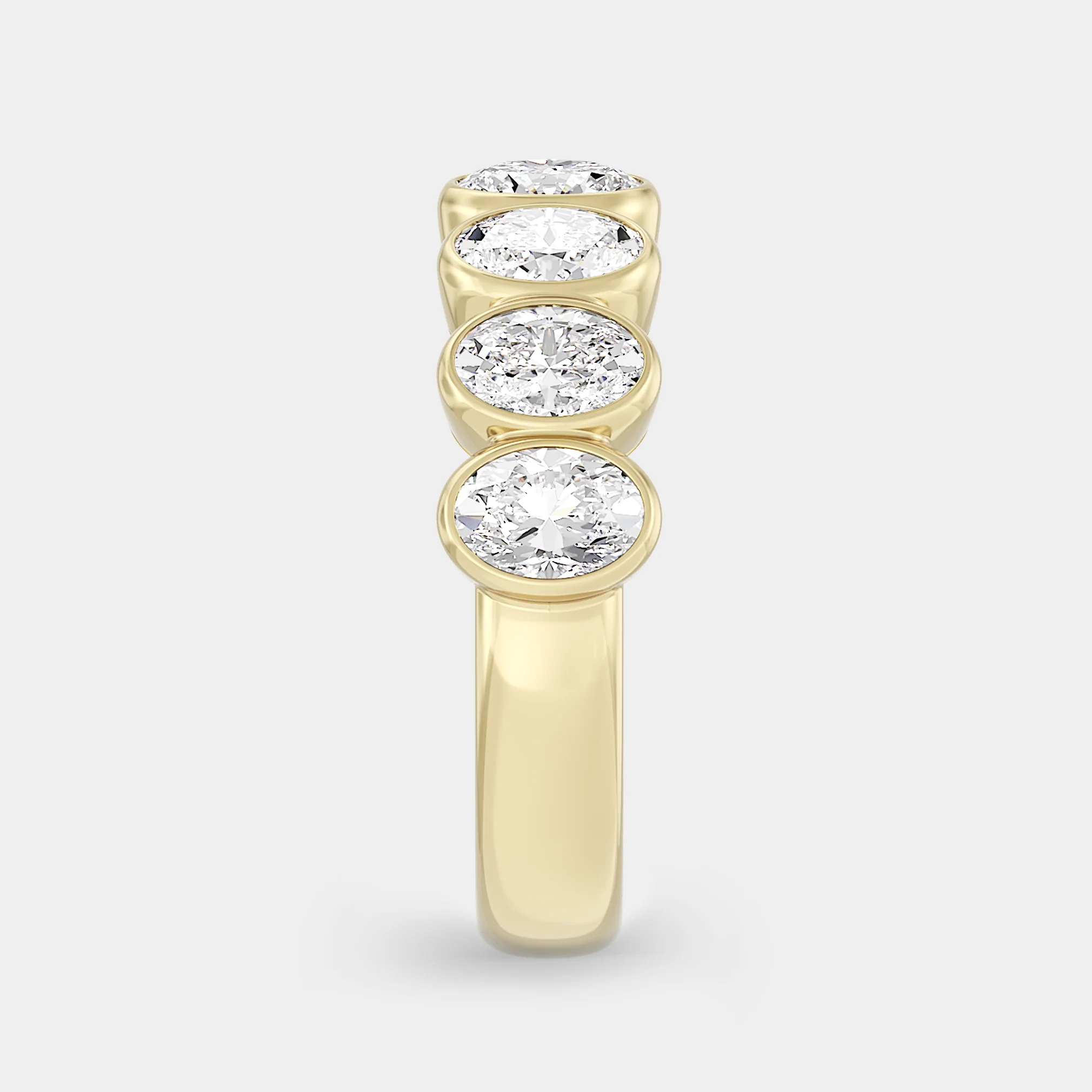 Half Eternity Band of Oval Diamond Bezel Set - Image 3