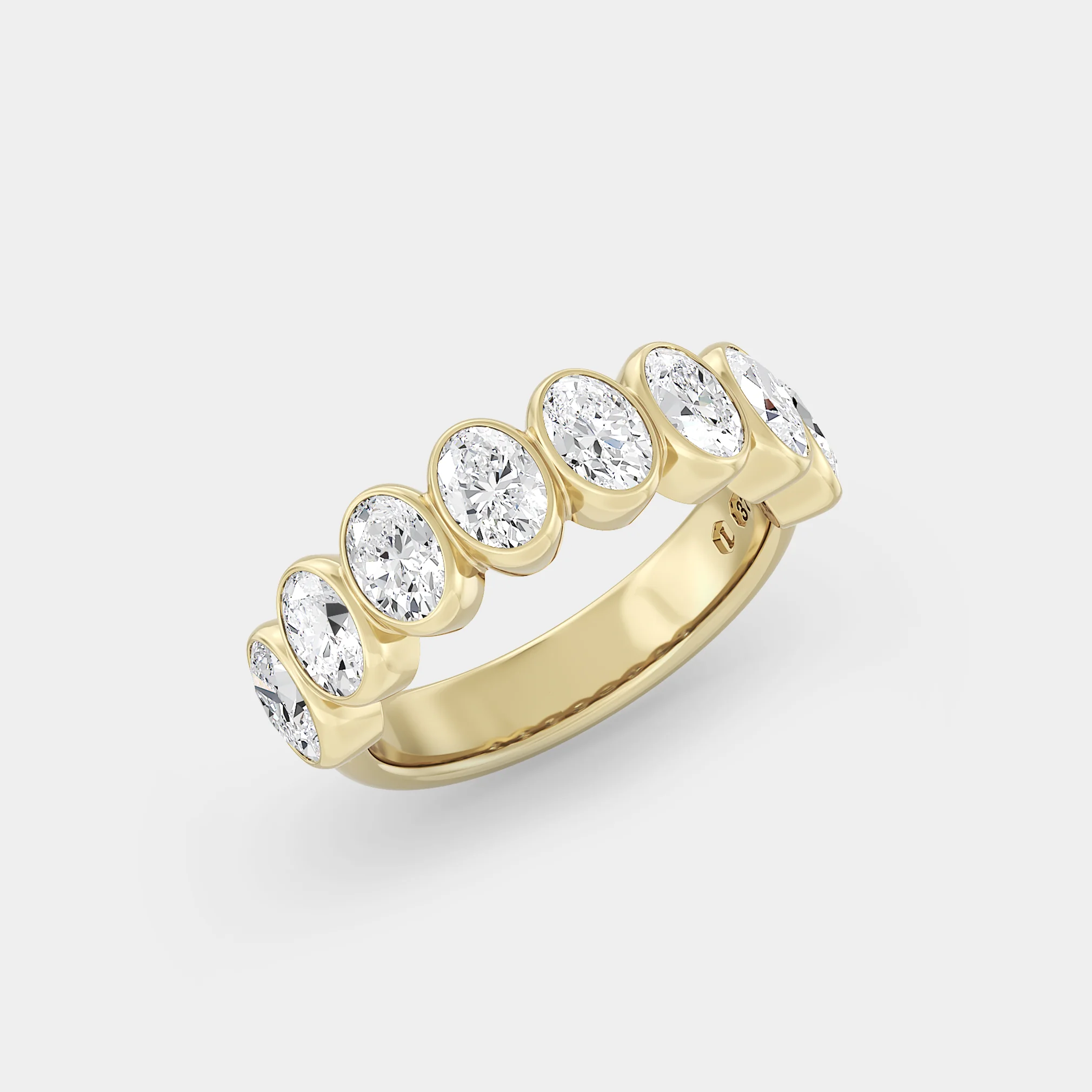 Half Eternity Band of Oval Diamond Bezel Set - Image 4