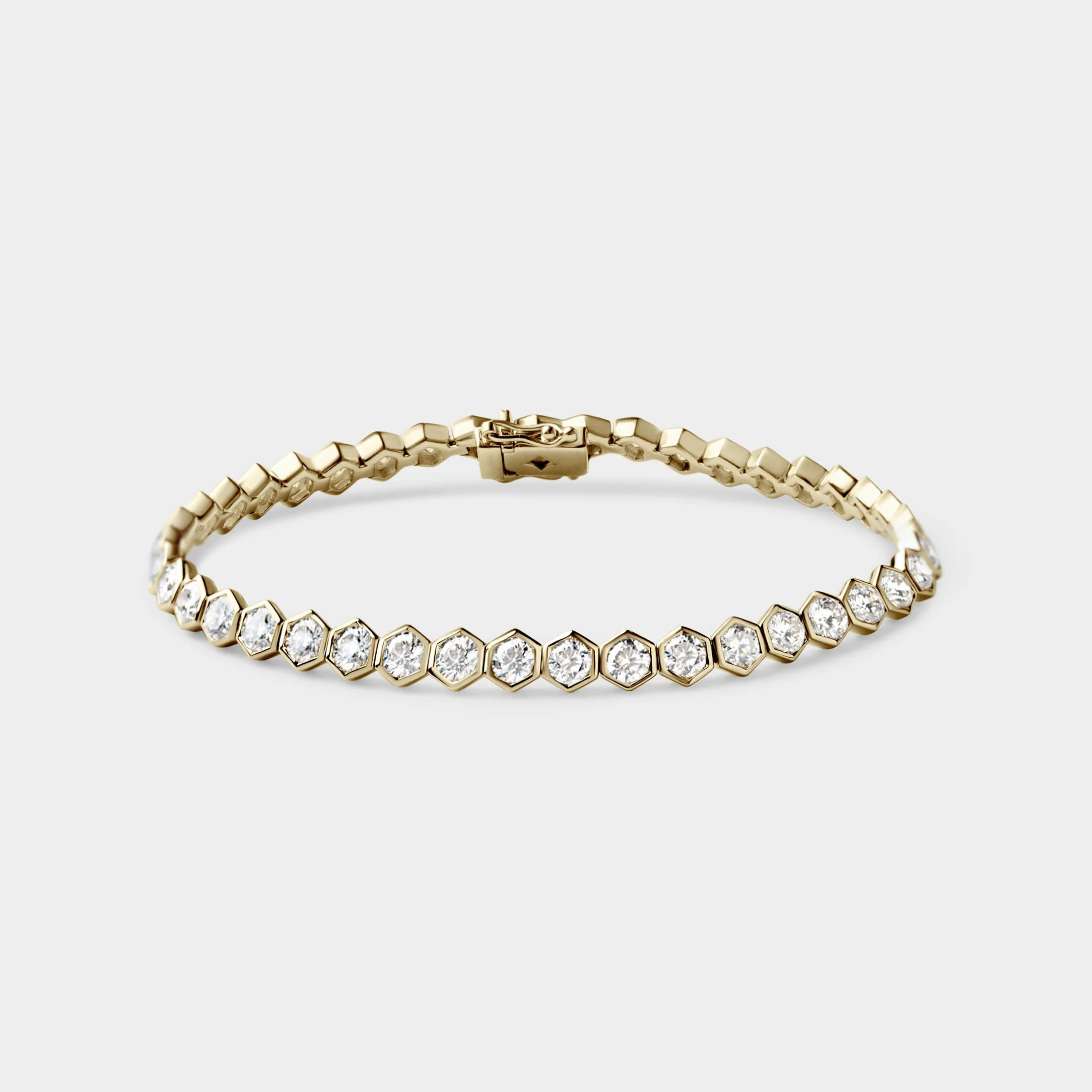 Hexagonal Bezel Diamond Tennis Bracelet