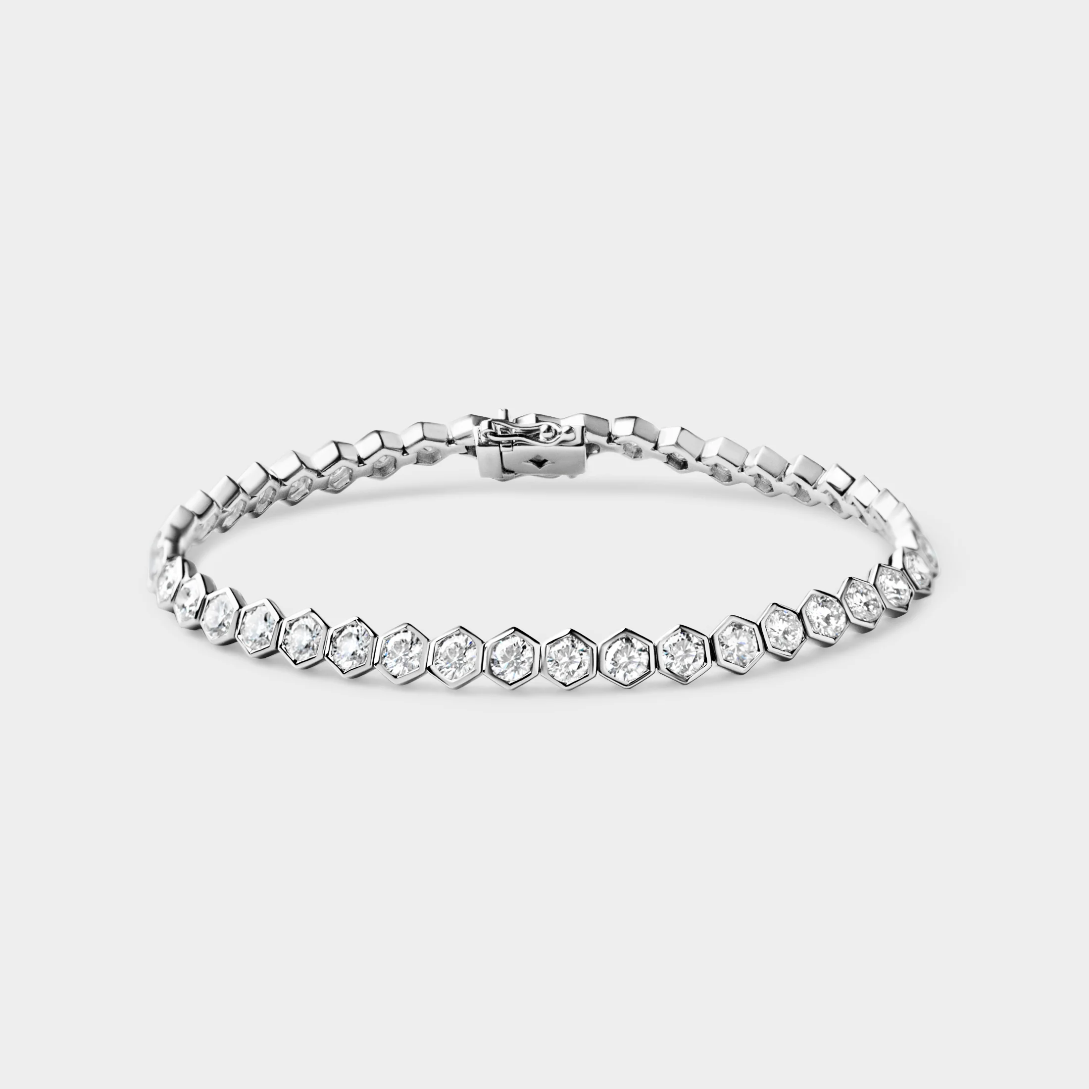 Hexagonal Bezel Diamond Tennis Bracelet - Image 3