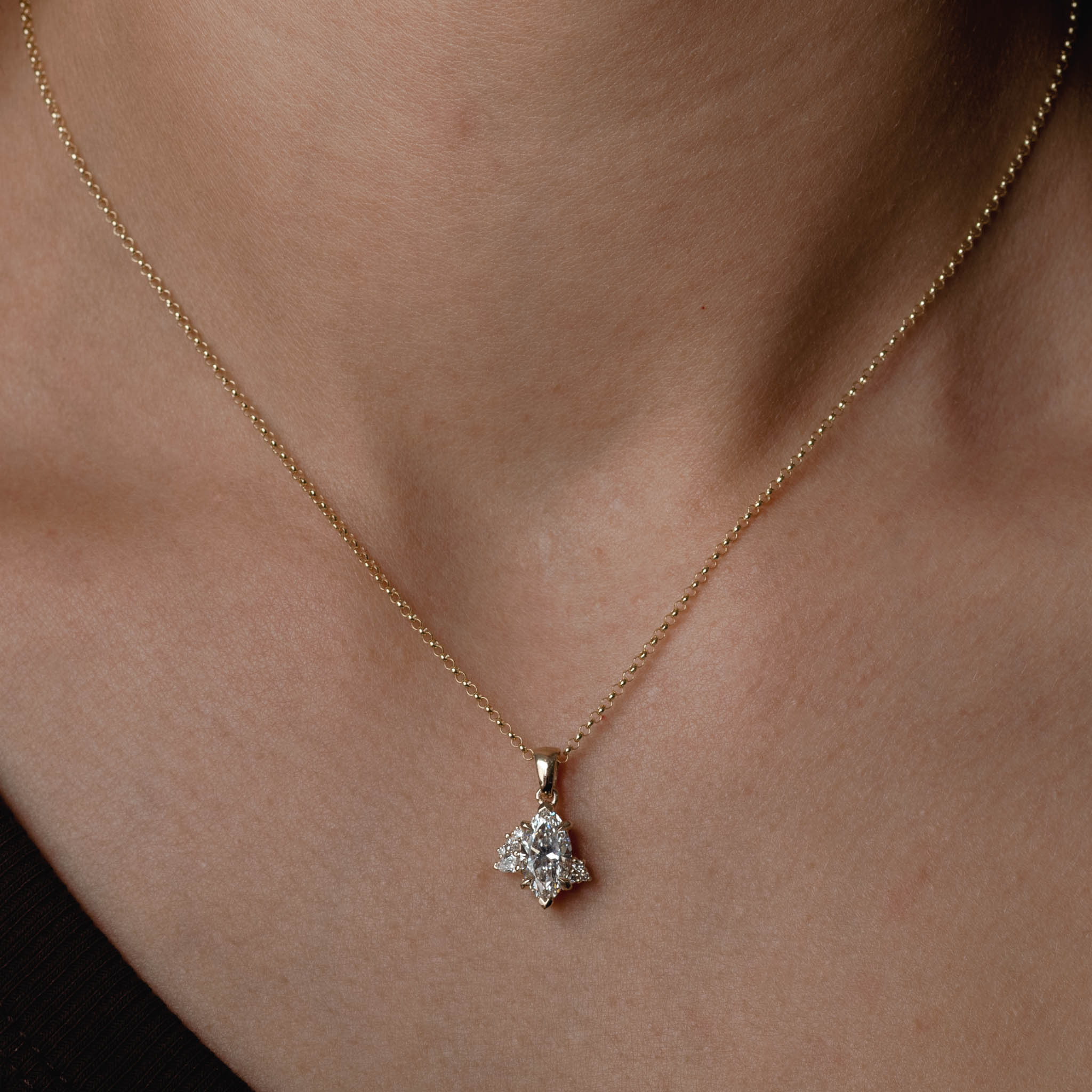 Marquise Asymmetrical Cluster Pendant - Image 3