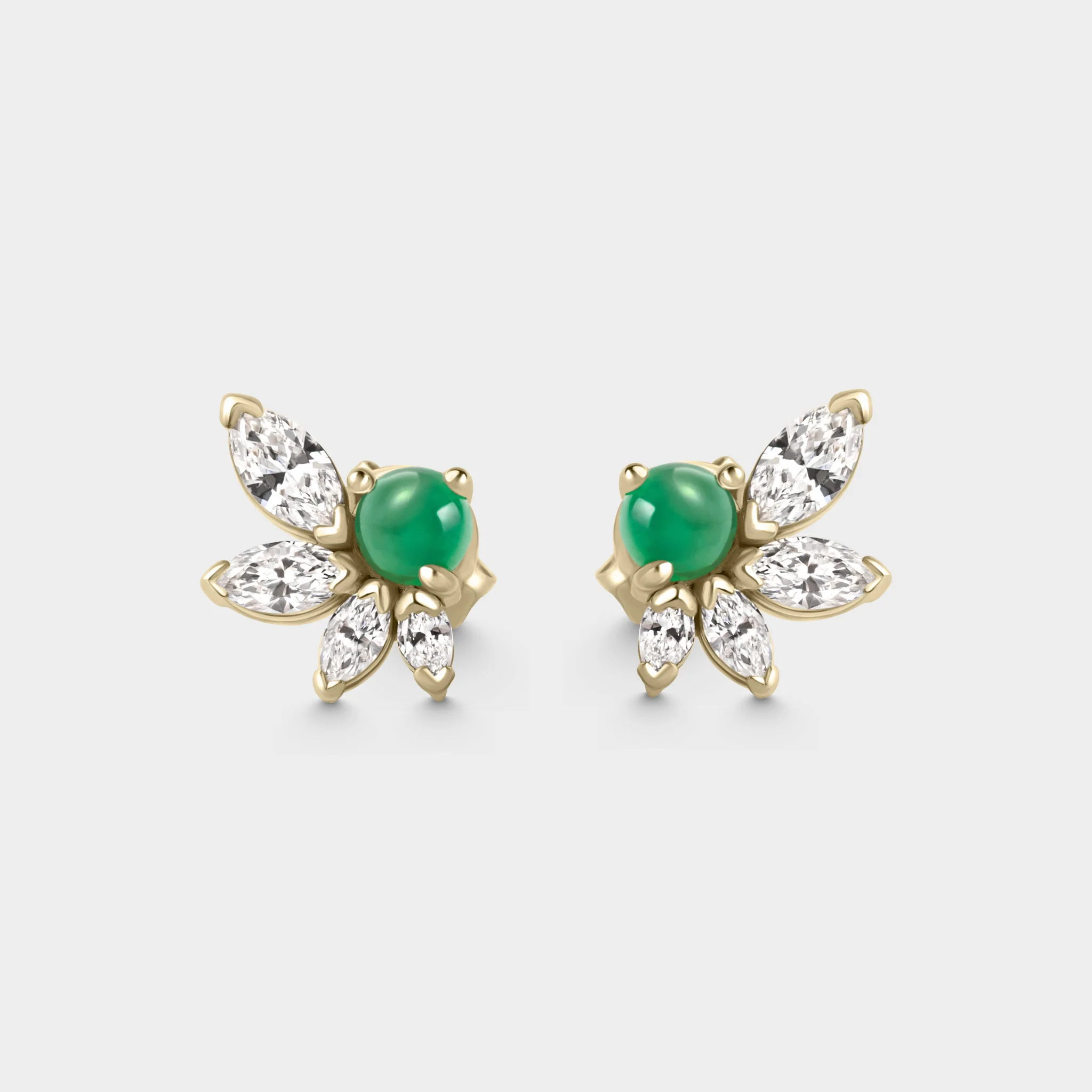 Marquise & Emerald Cabochon Studs - Image 2