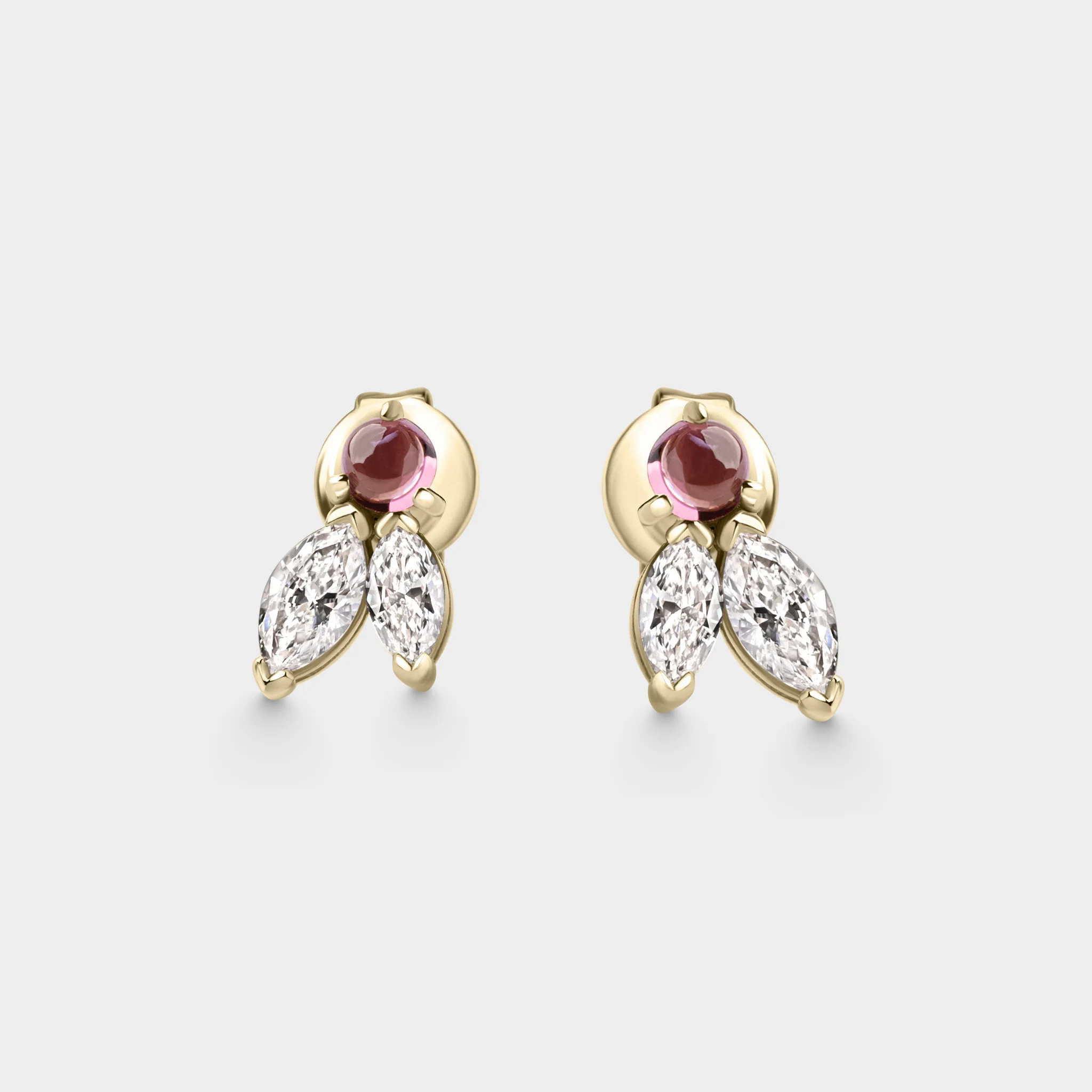 Marquise & Tourmaline Cabochon Studs