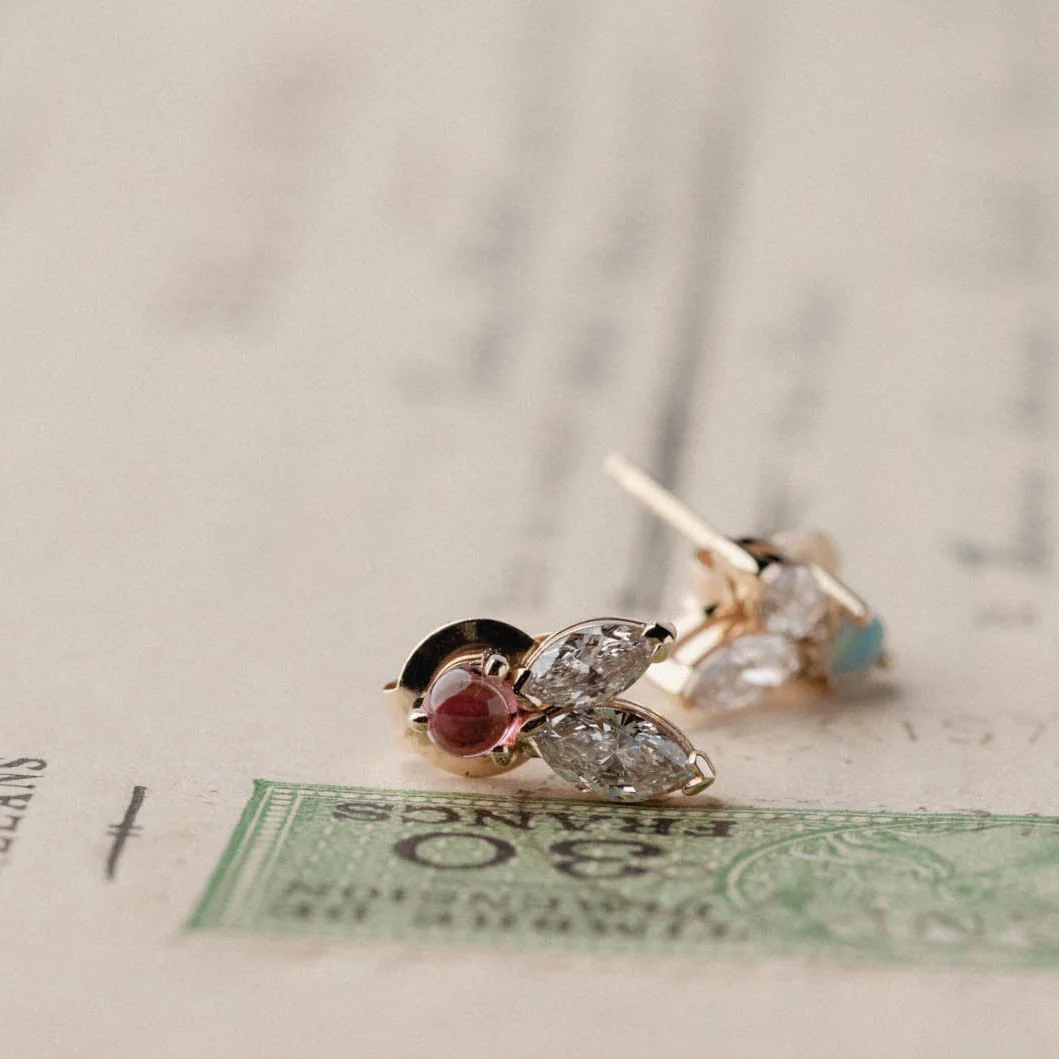Marquise & Tourmaline Cabochon Studs - Image 3