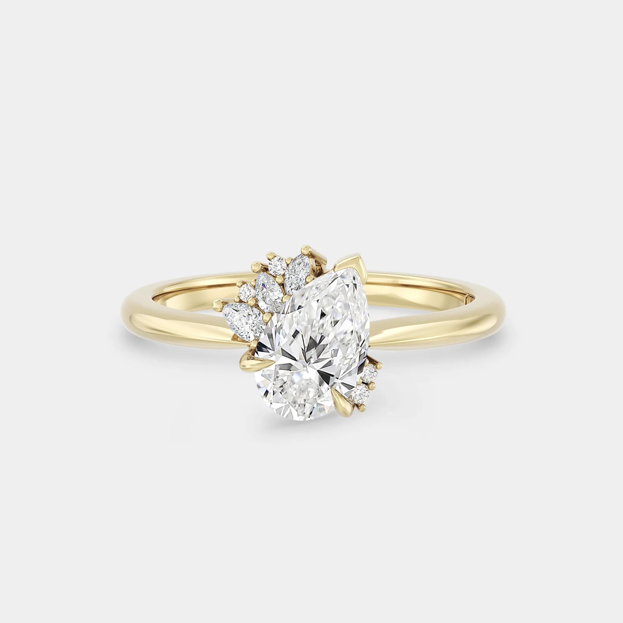 Offset Cluster of Lab Grown Pear Diamond