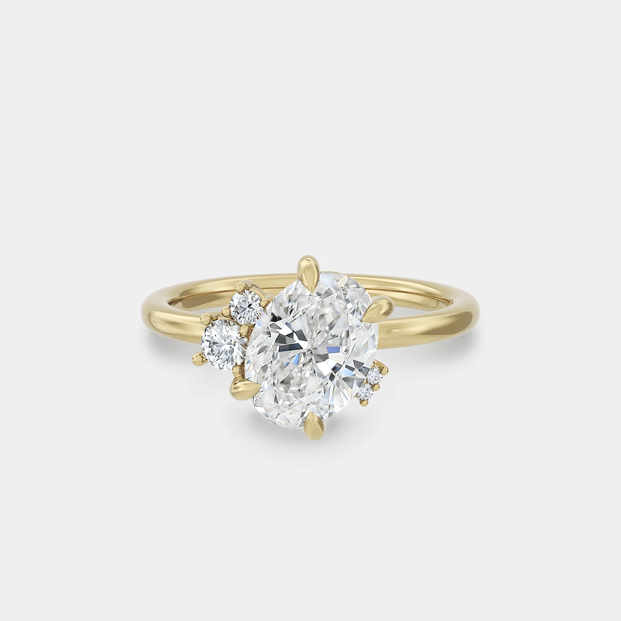 Offset Cluster of Lab Grown Oval Diamond
