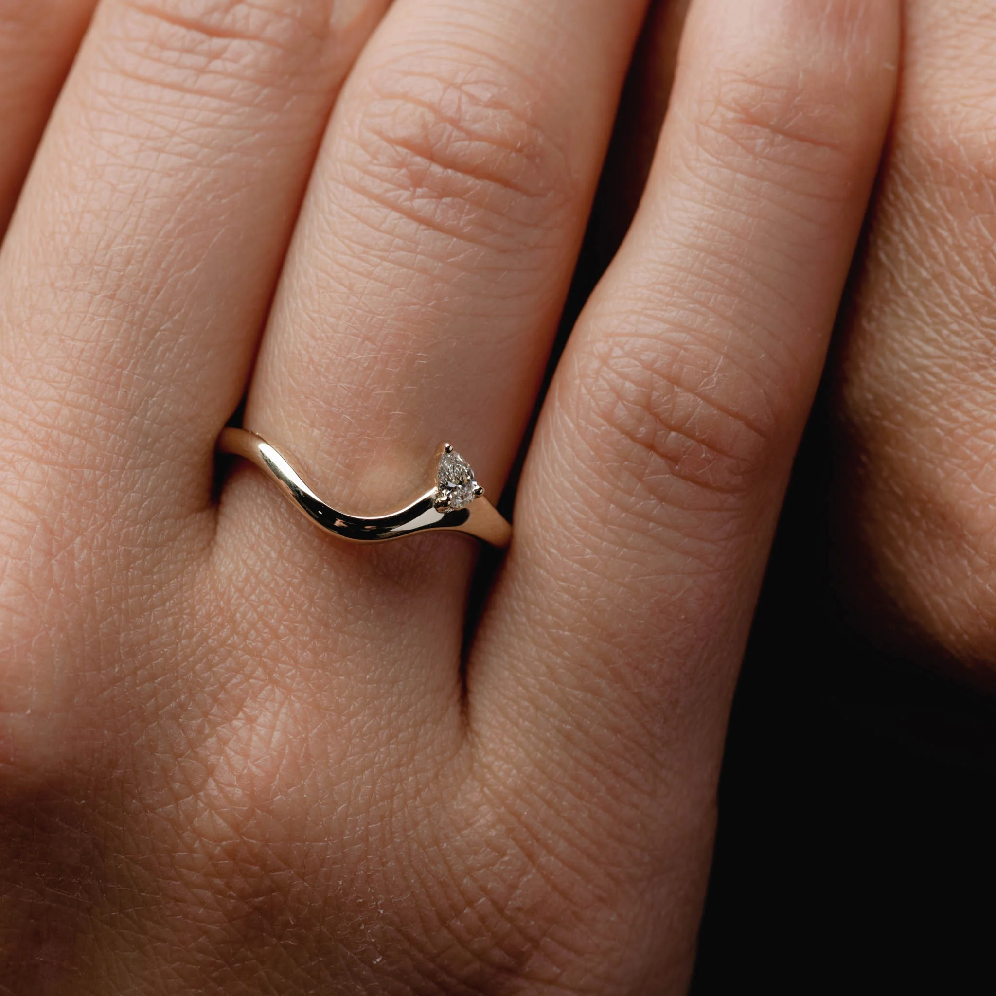 Organic Wrap Band w/ Pear Diamond - Image 4