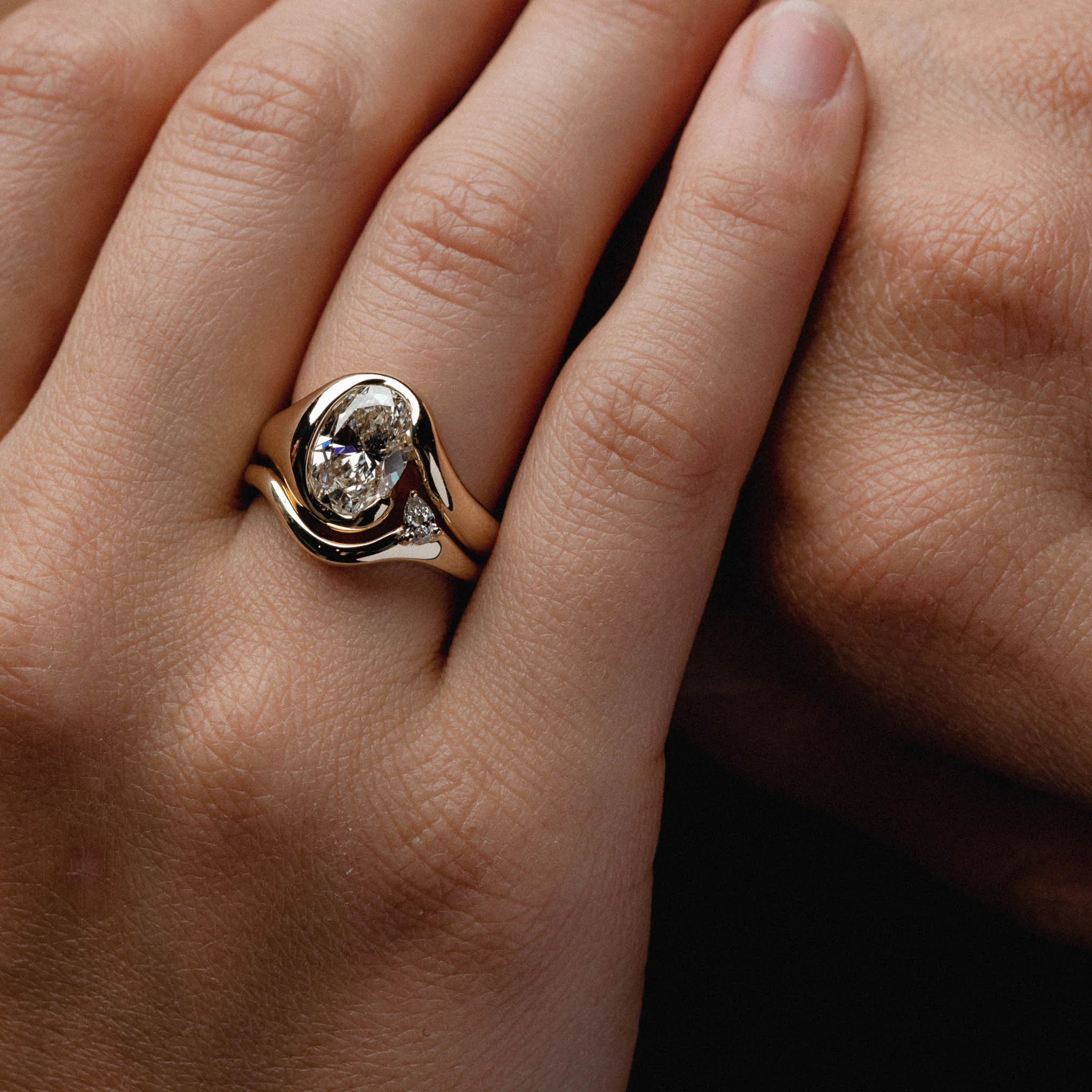 Organic Wrap Band w/ Pear Diamond - Image 5