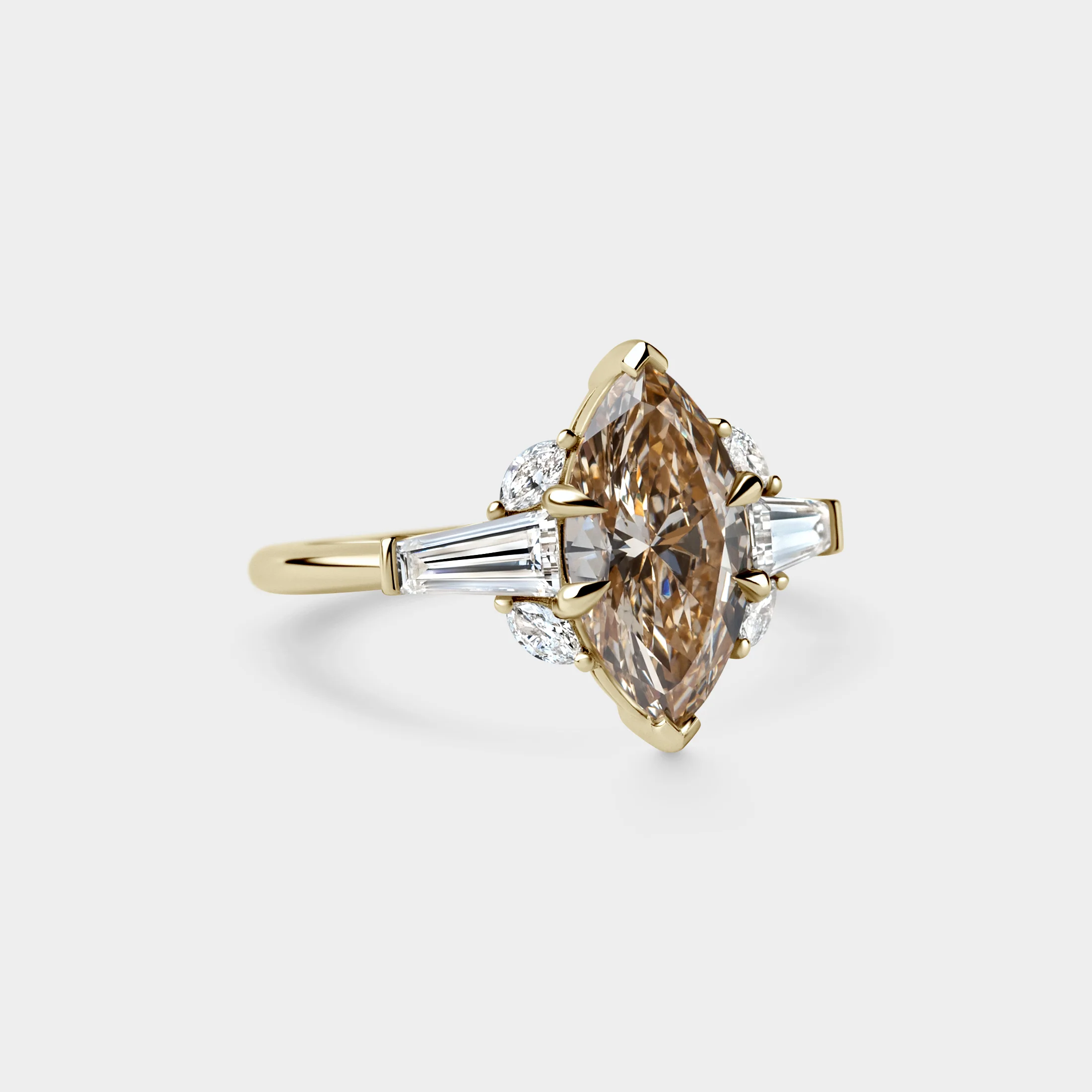Champagne Marquise w/ Tapered Baguette & White Marquise Diamond - Image 2