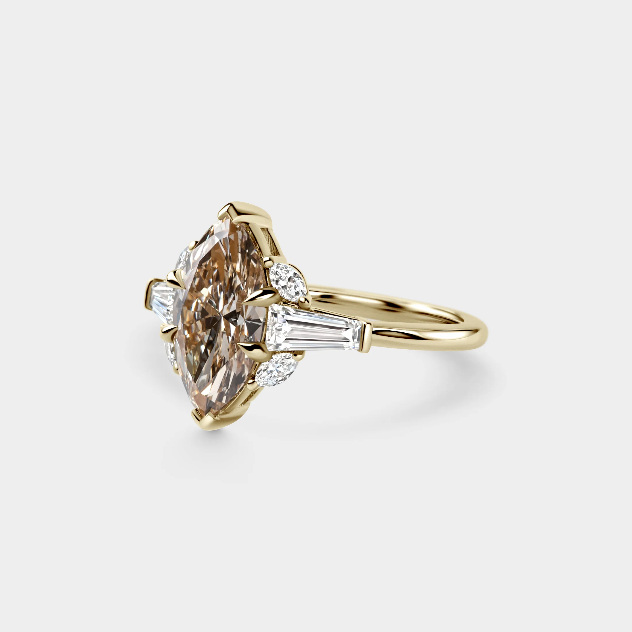 Champagne Marquise w/ Tapered Baguette & White Marquise Diamond - Image 3