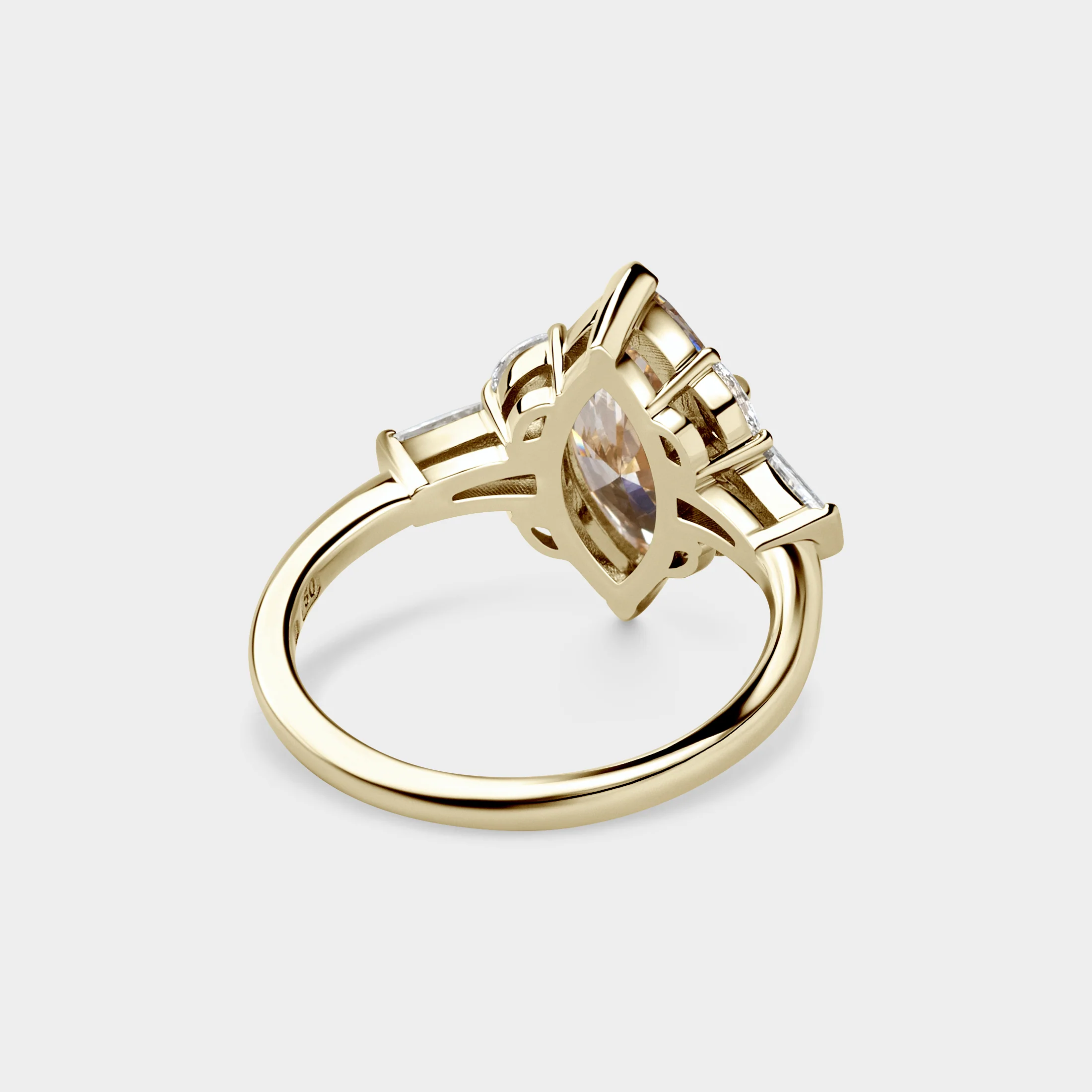 Champagne Marquise w/ Tapered Baguette & White Marquise Diamond - Image 4