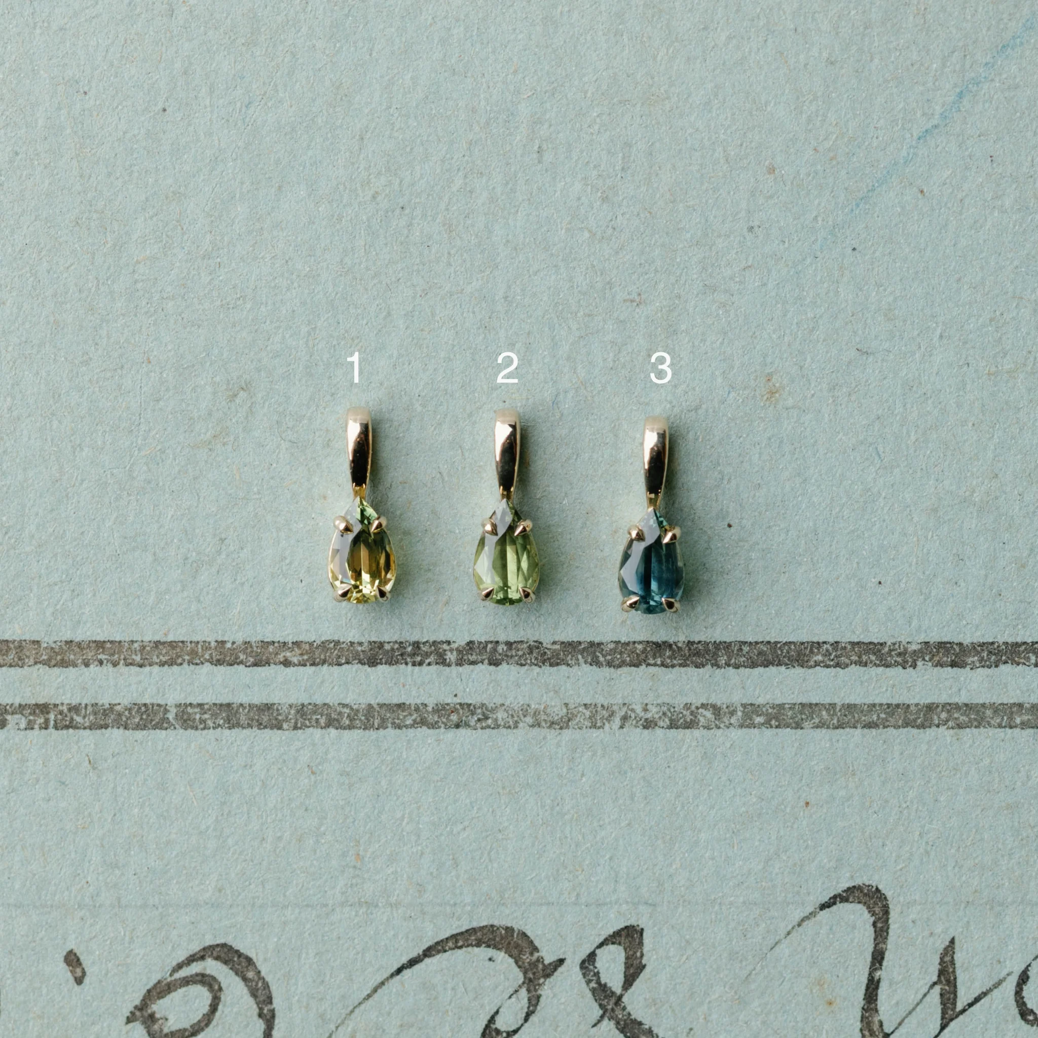 Small Pear Parti Sapphire Pendant - Image 2