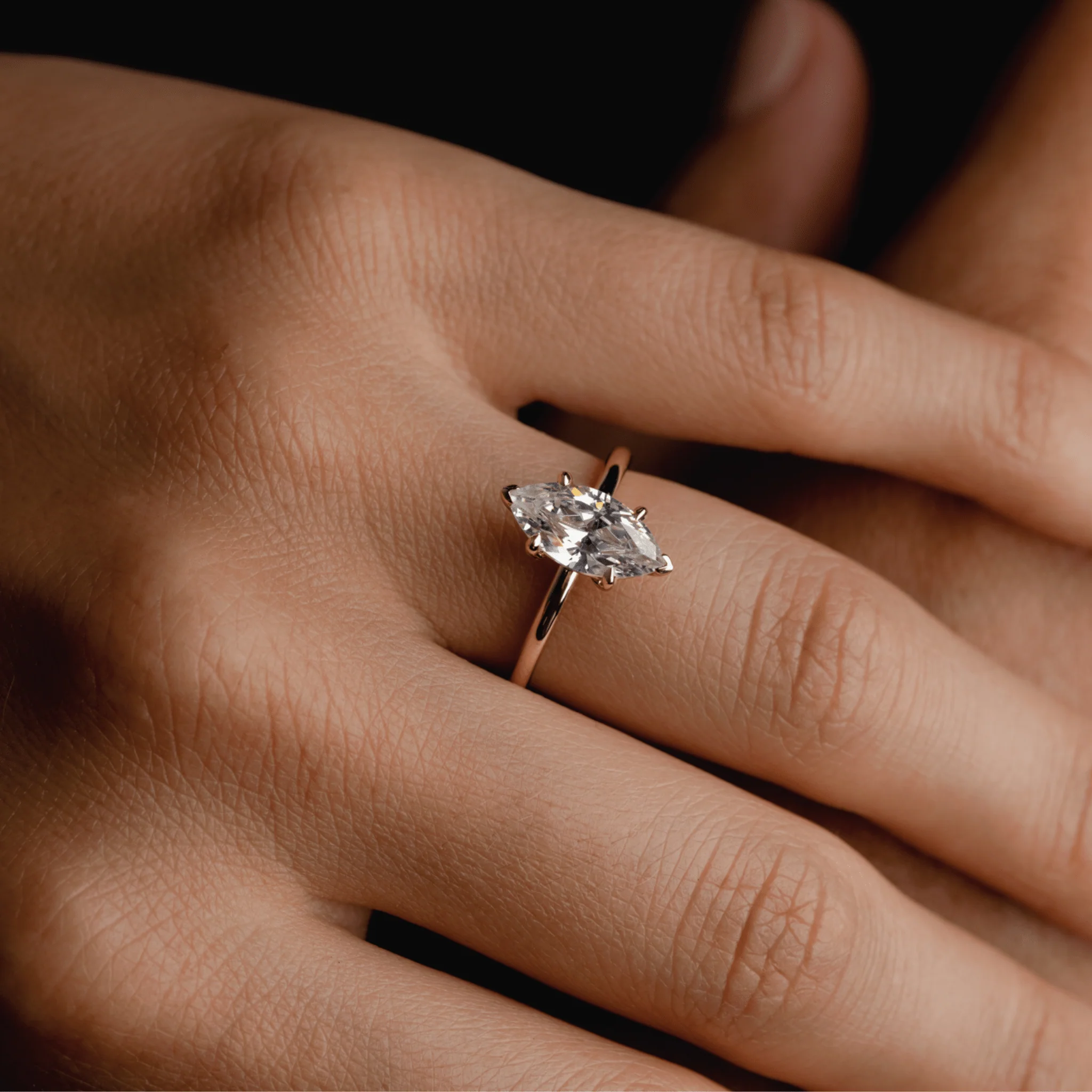 Solitaire of Lab Grown Marquise Diamond - Image 5