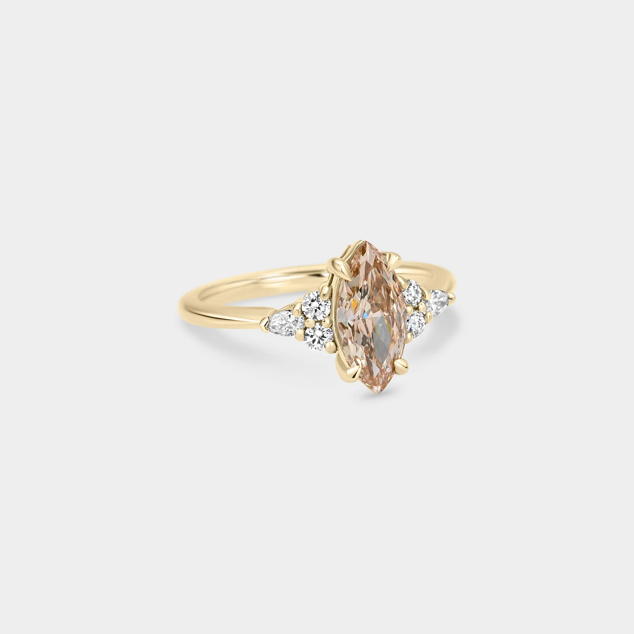 1.02ct Symmetrical Cluster of Champagne Marquise Diamond - Image 2
