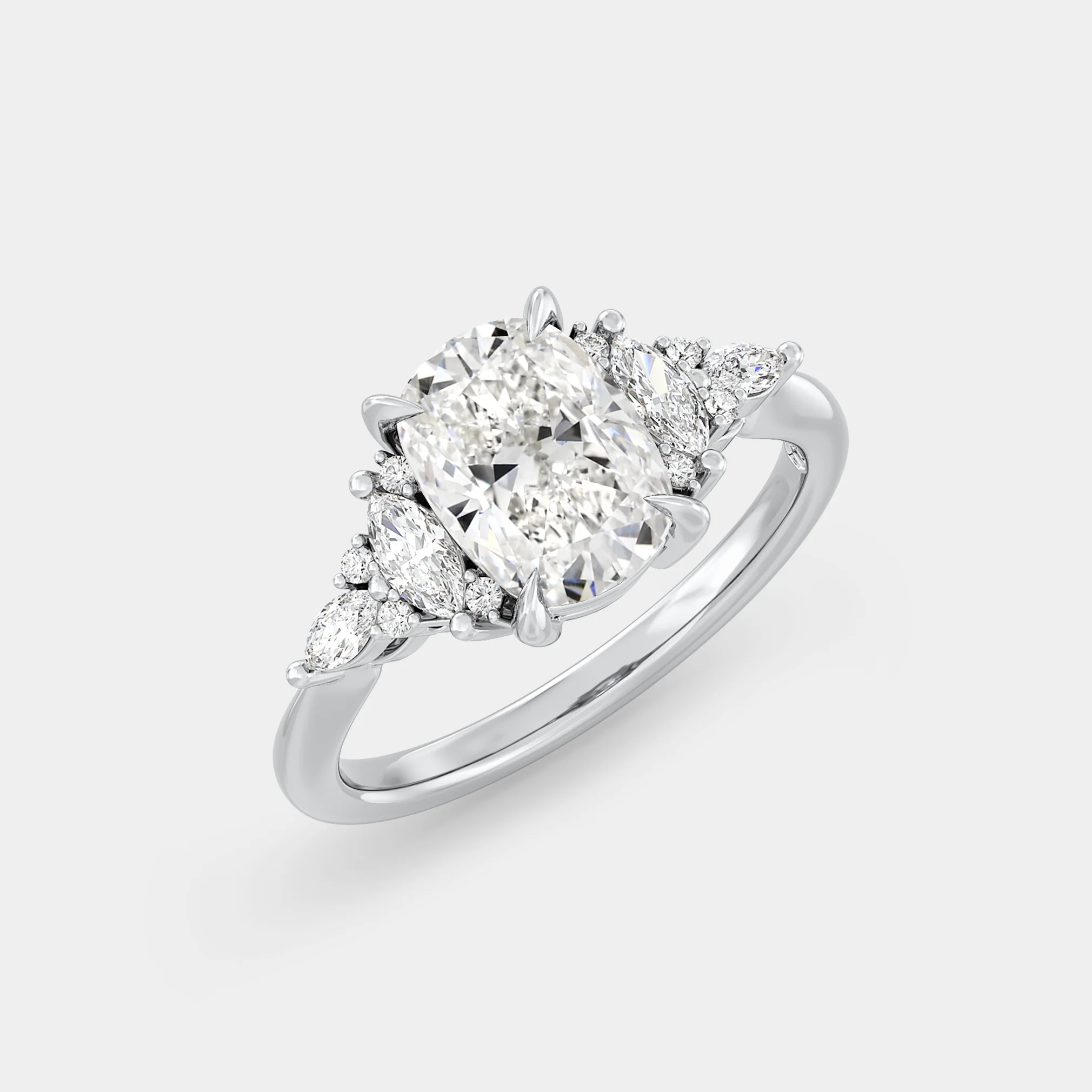 Symmetrical Cluster of Cushion Lab Grown White Diamond - Image 2