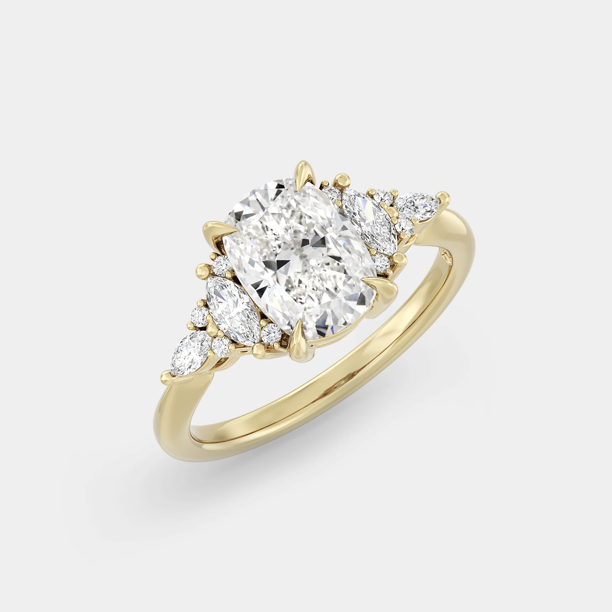 Symmetrical Cluster of Cushion Lab Grown White Diamond - Image 3