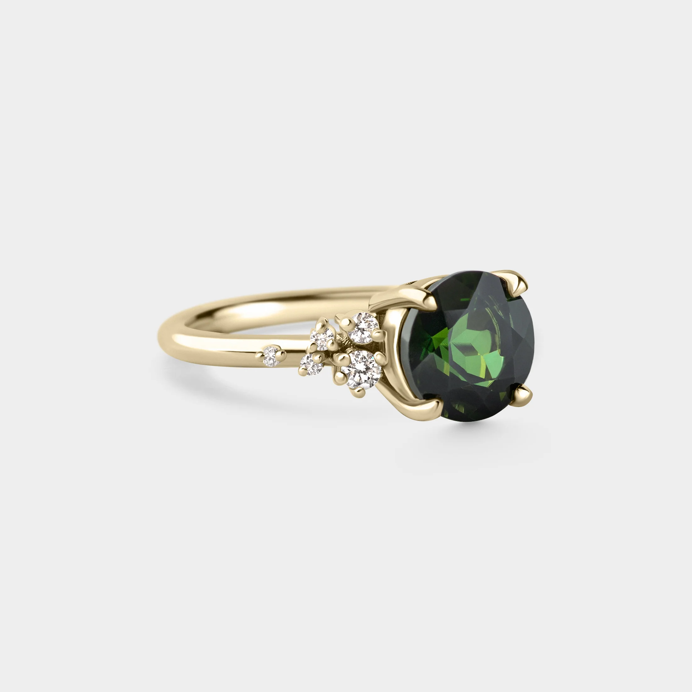 Symmetrical Cluster of Dark Green Tourmaline & Diamond - Image 2