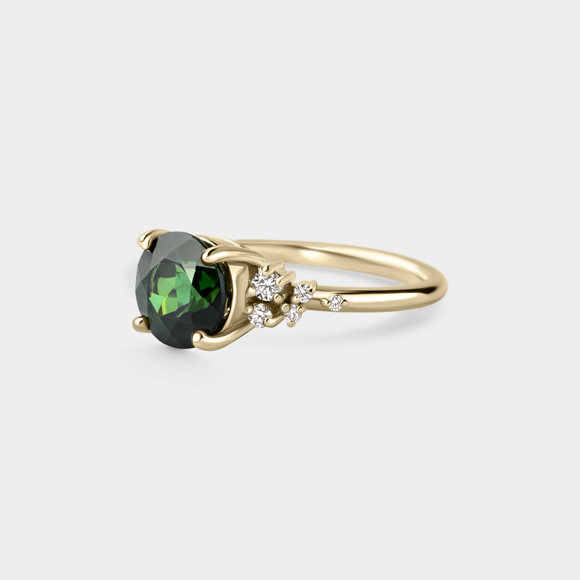 Symmetrical Cluster of Dark Green Tourmaline & Diamond - Image 3