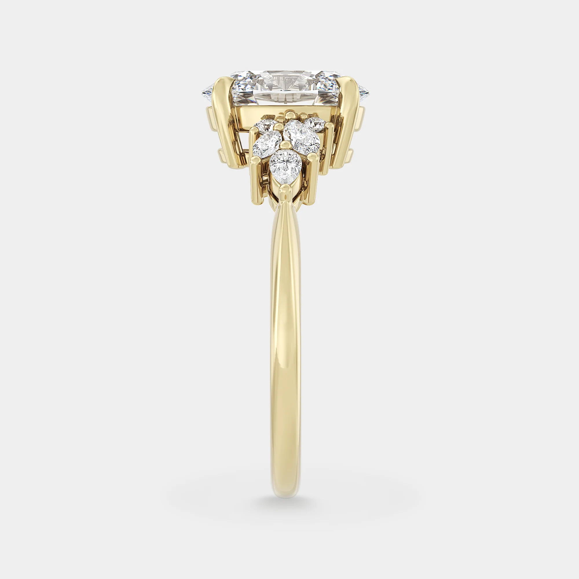 Symmetrical Cluster of Oval Lab Grown White Diamond - Image 3