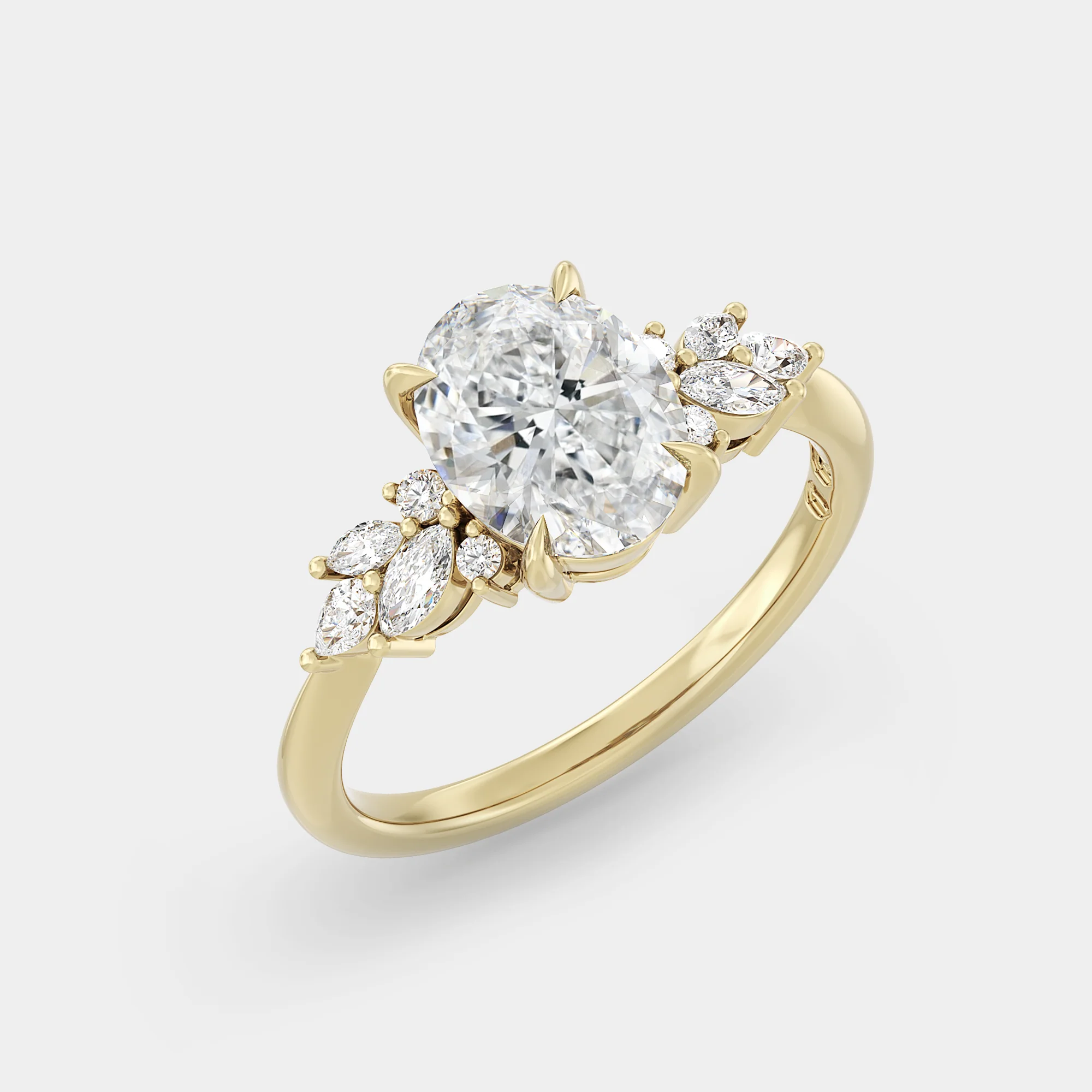 Symmetrical Cluster of Oval Lab Grown White Diamond - Image 4